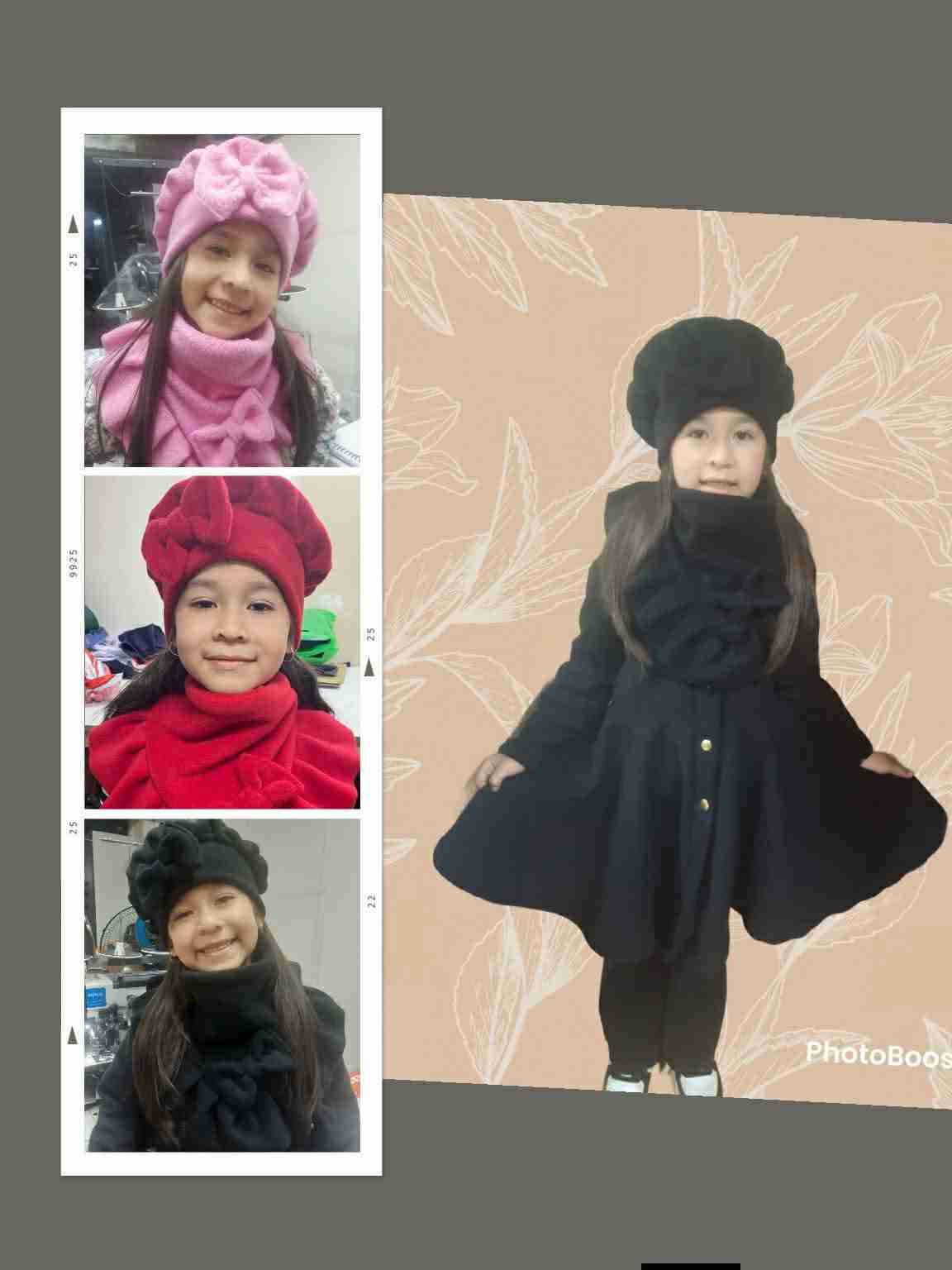 Conjunto infantil abrigo + gorro y bufanda