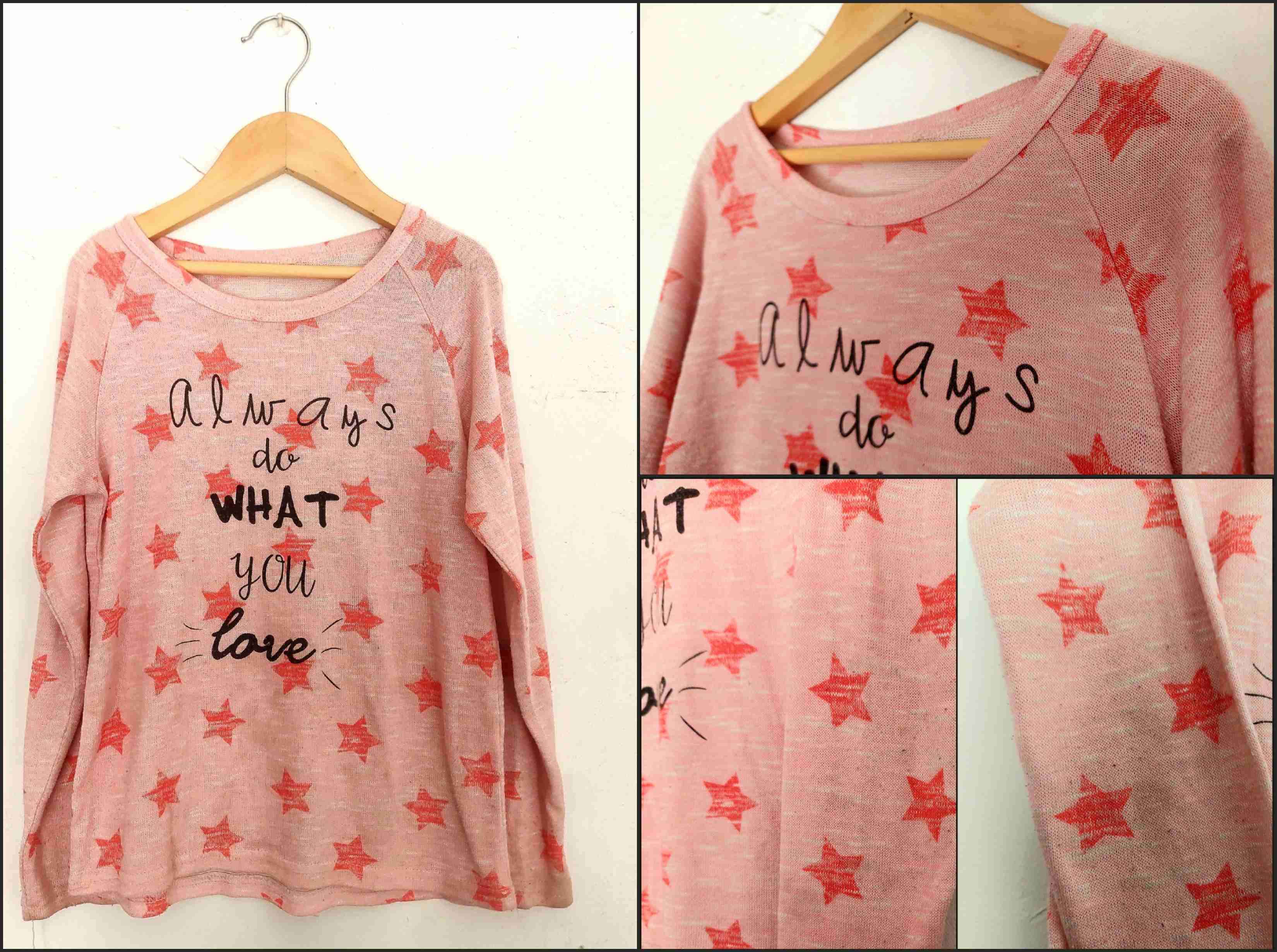 Polera rosada con estrellas