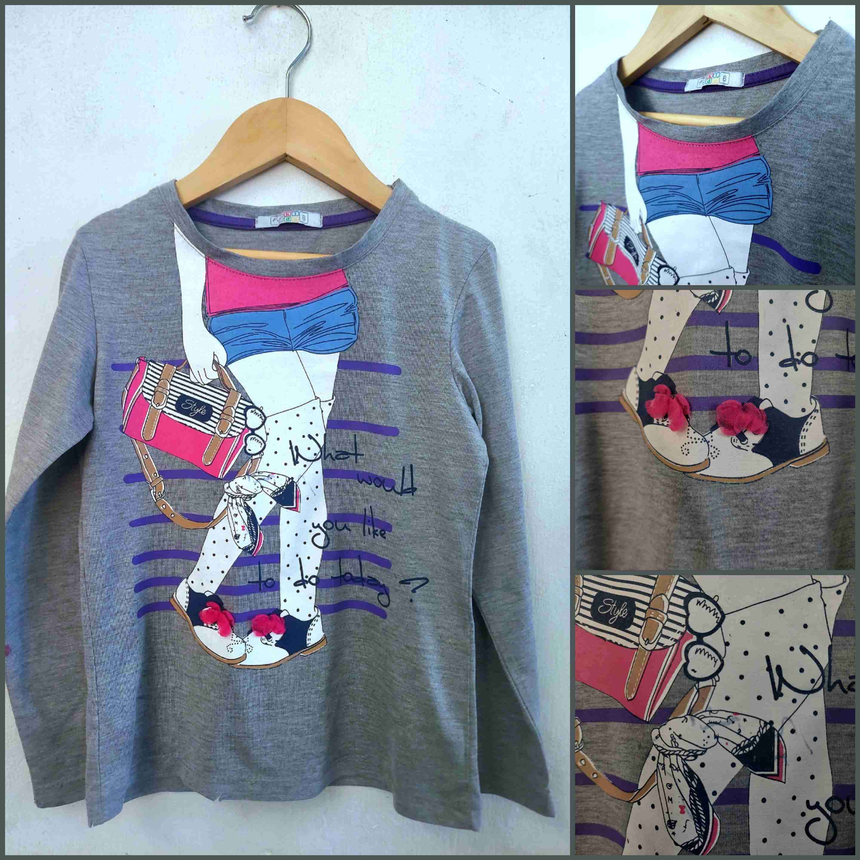 Polera infantil gris con diseño