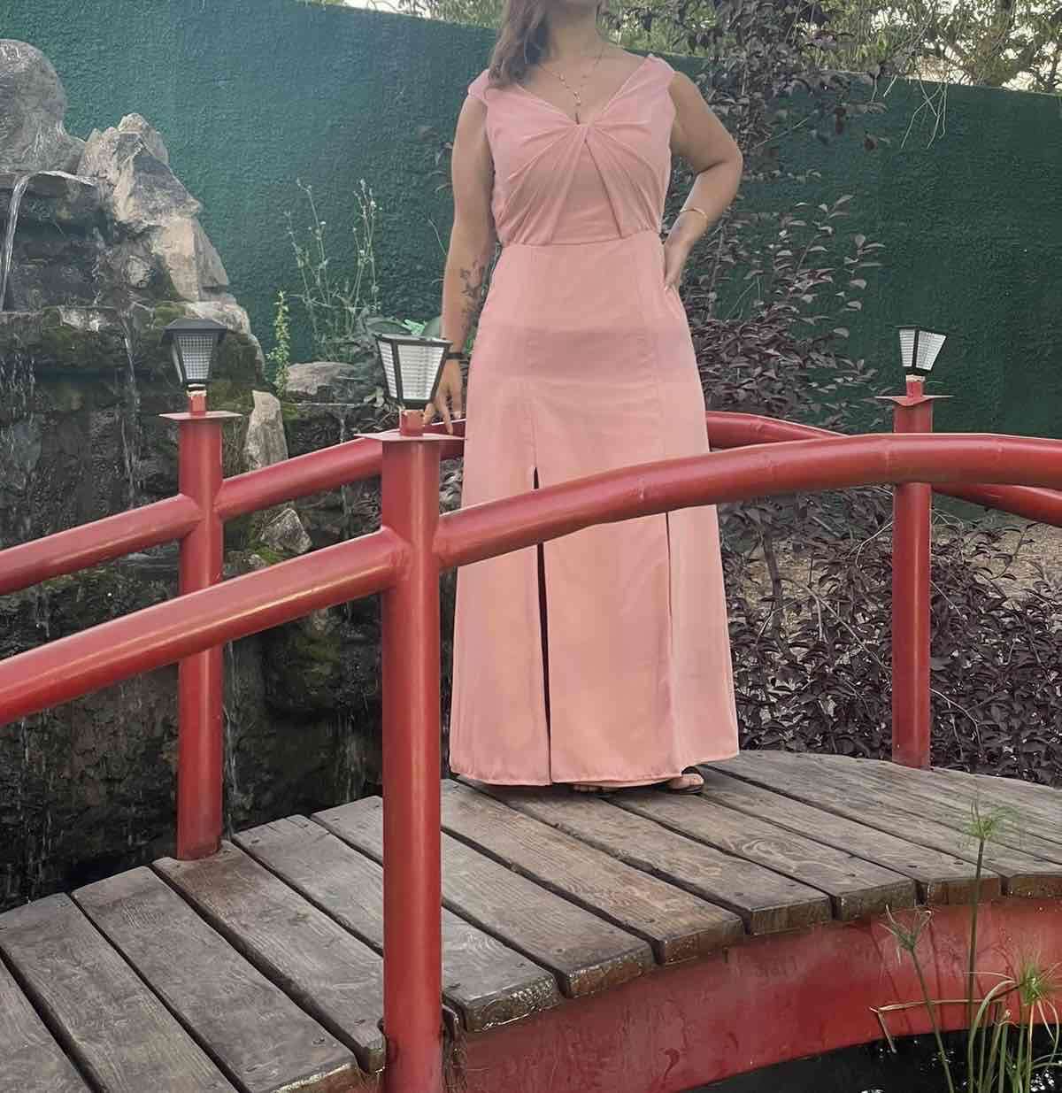 Vestido largo rosa elegante