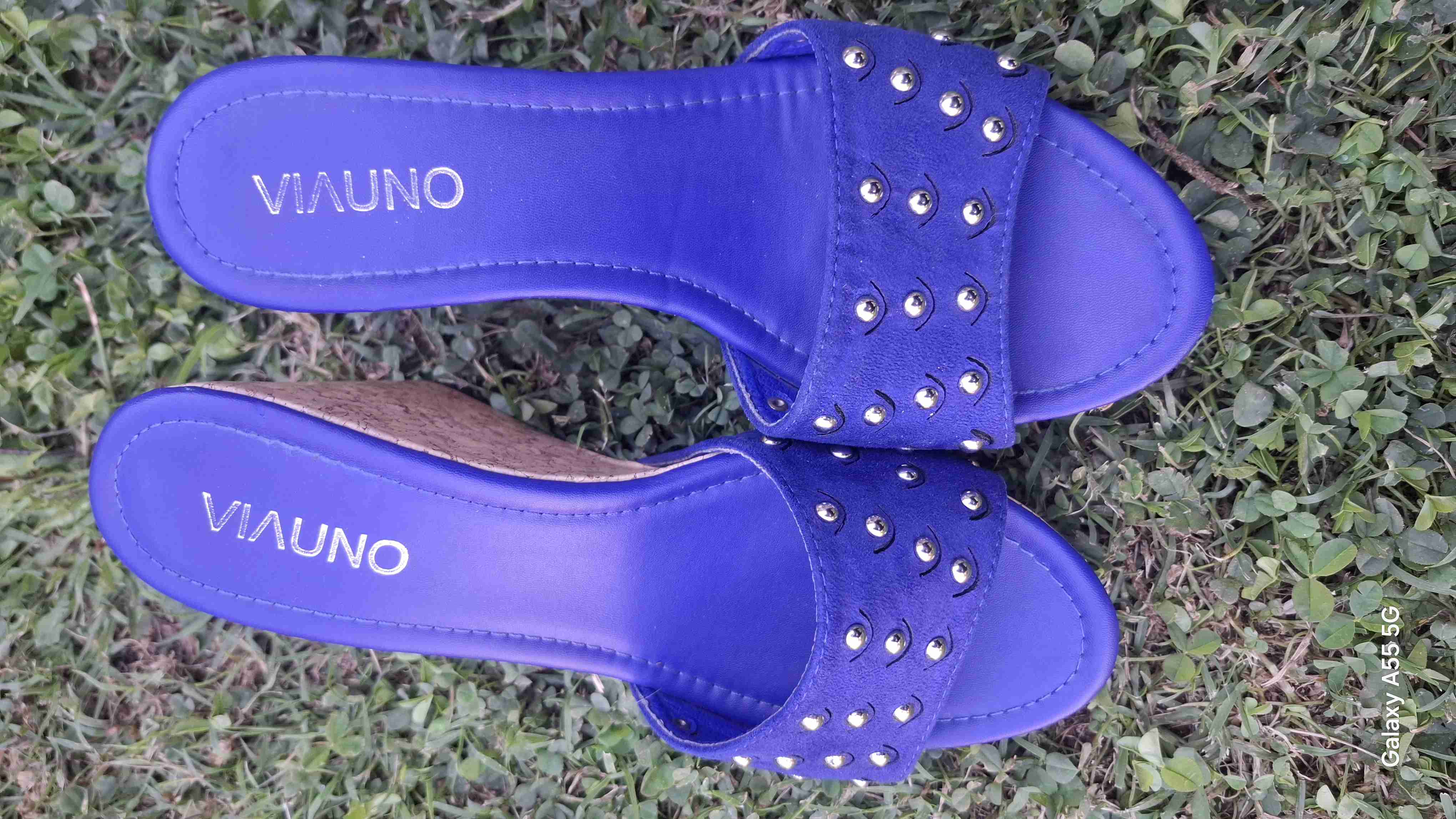 Sandalias azules marca via uno con plataforma - miniatura 3