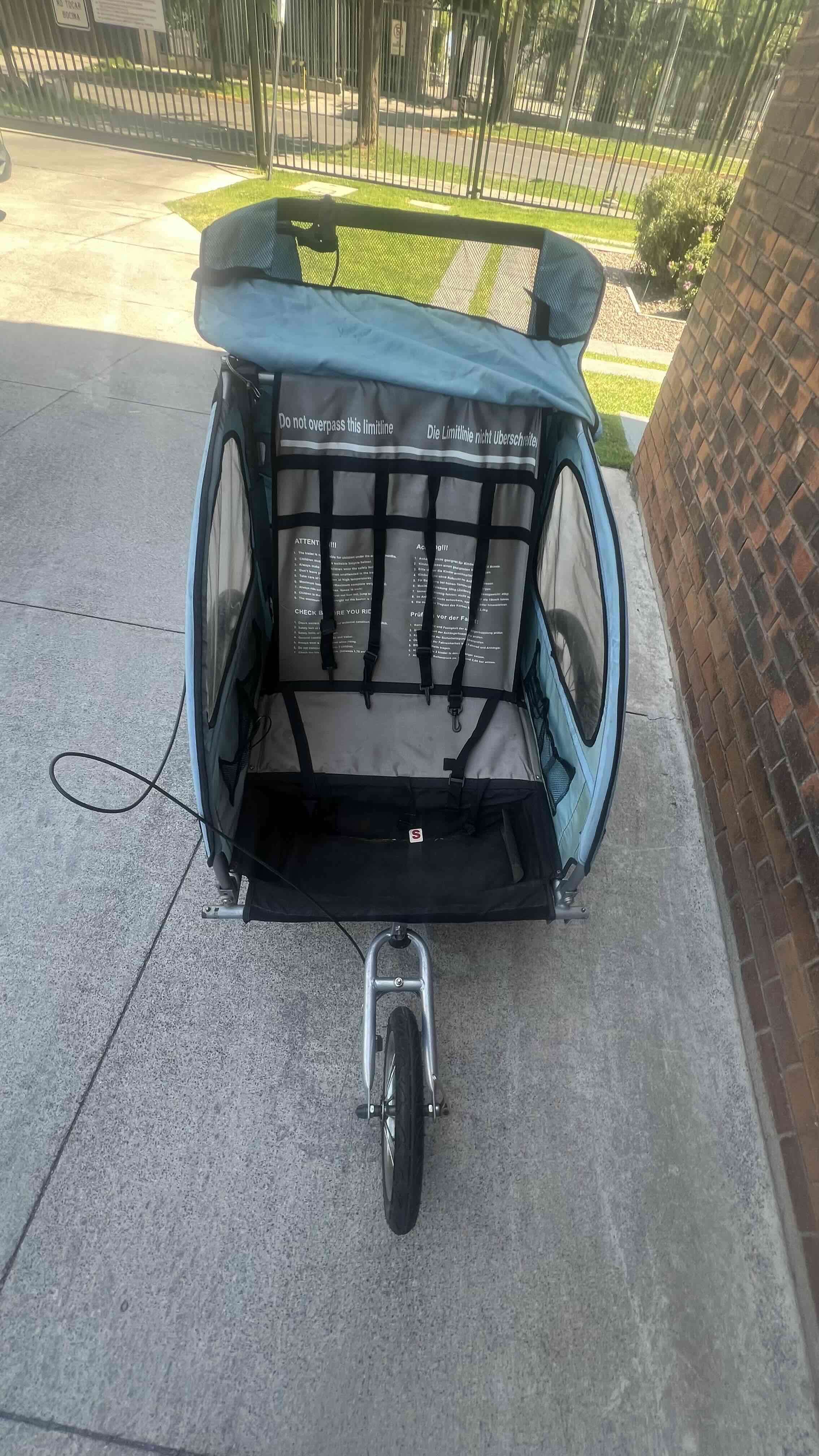 Carrito de bicicleta azul para niños - miniatura 2