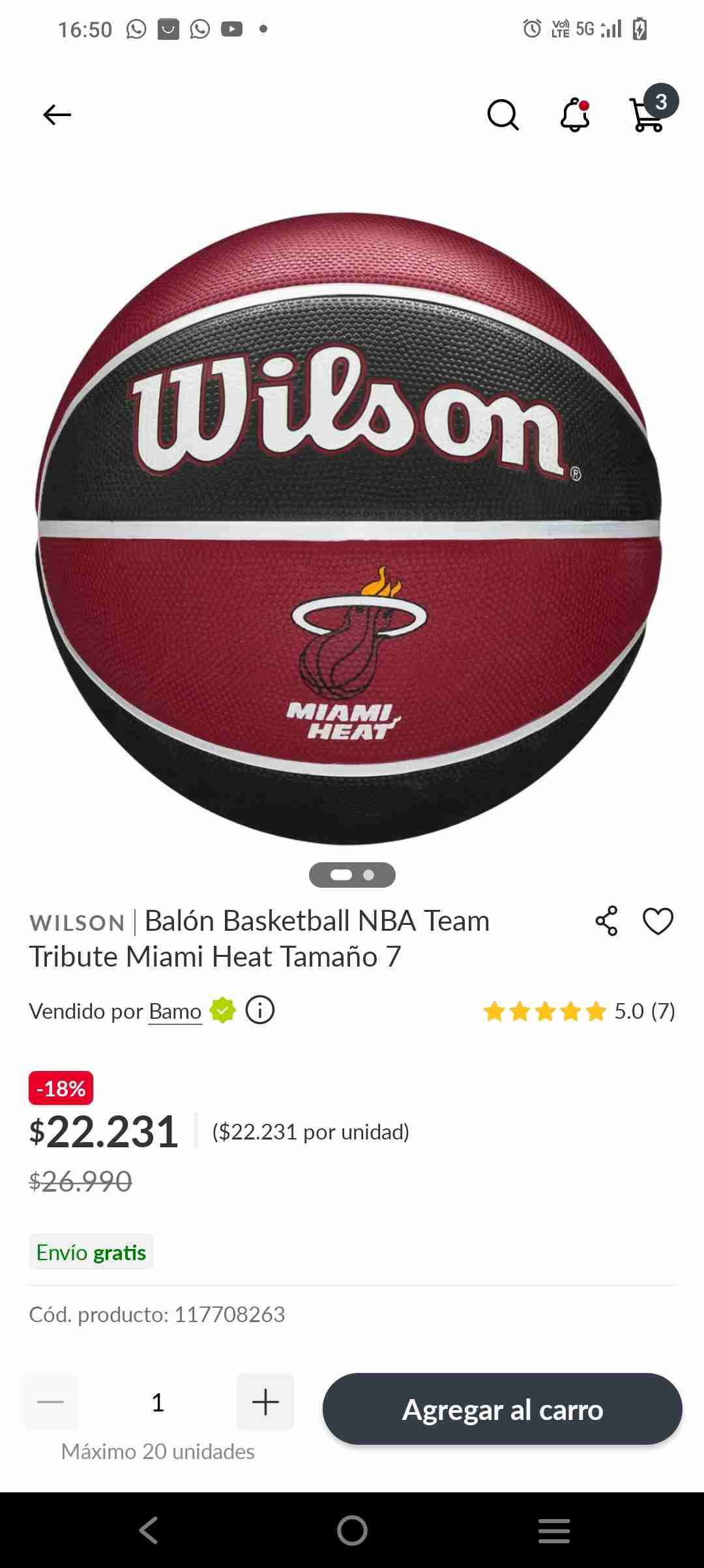 Balón de basketball Wilson Miami Heat