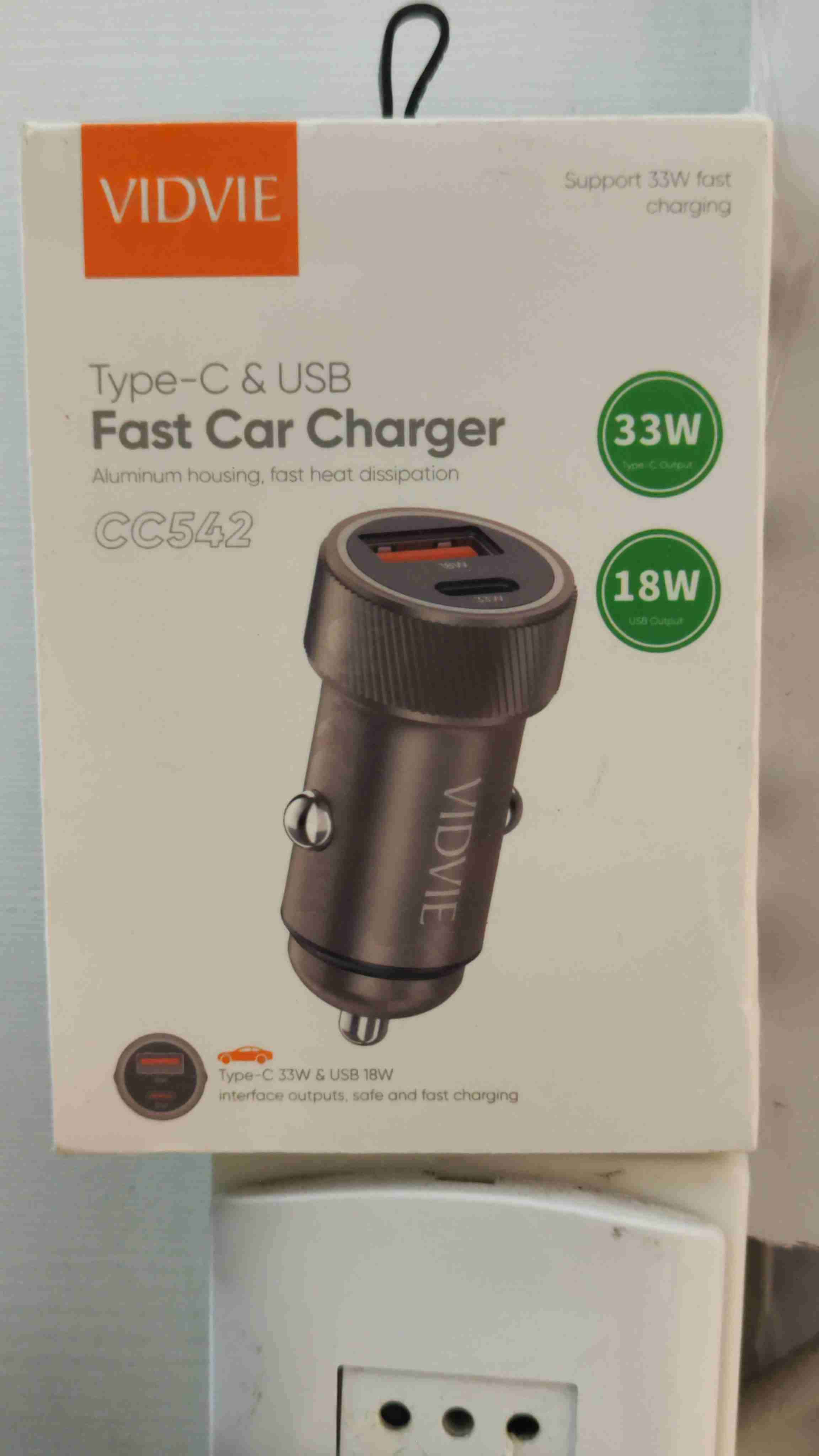 Cargador rápido auto VIDVIE Aluminio