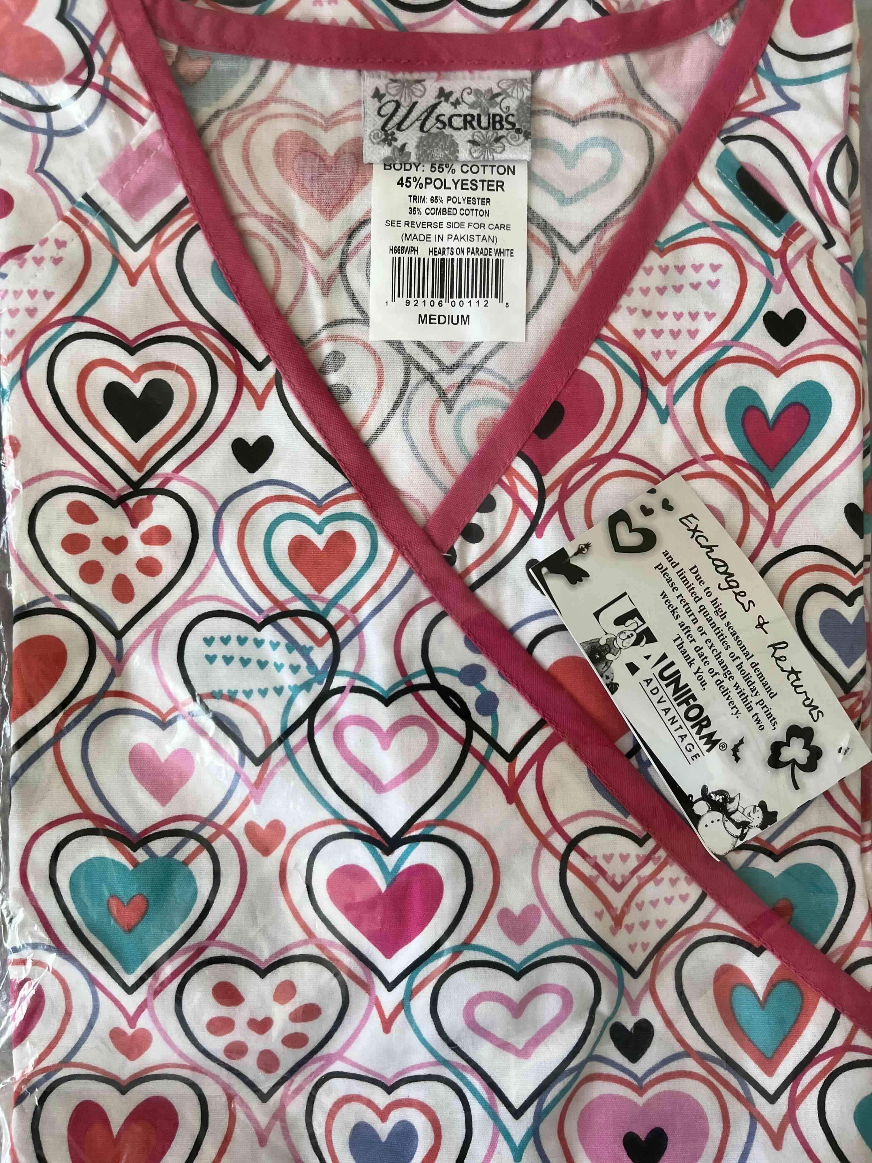 UA Hearts On Parade White Print Scrub / TALLA M - miniatura 3