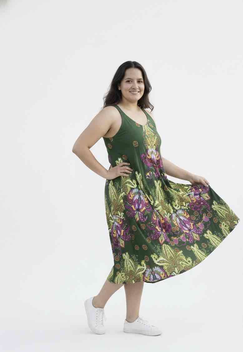 Vestido largo estampado verde - miniatura 2