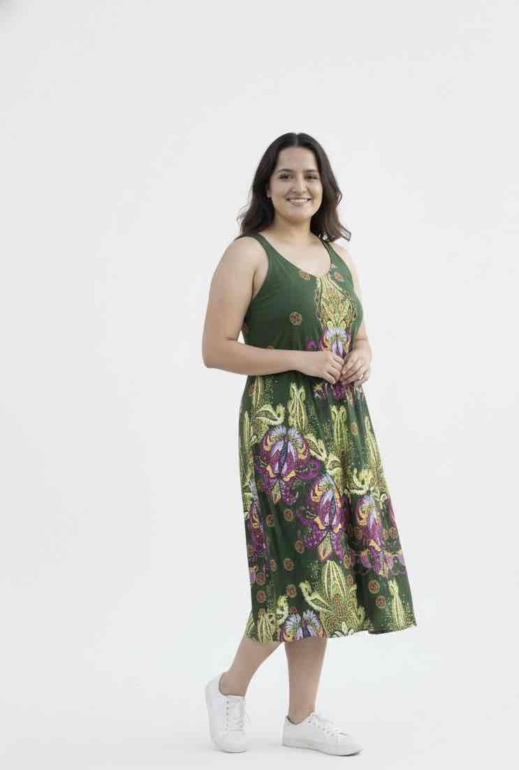 Vestido largo estampado verde - miniatura 3