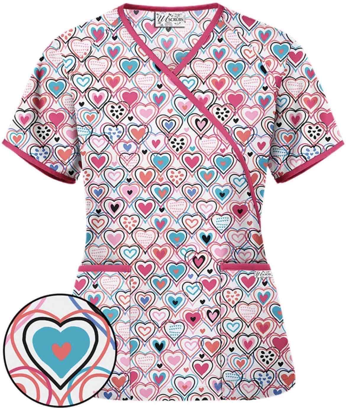 UA Hearts On Parade White Print Scrub / TALLA S