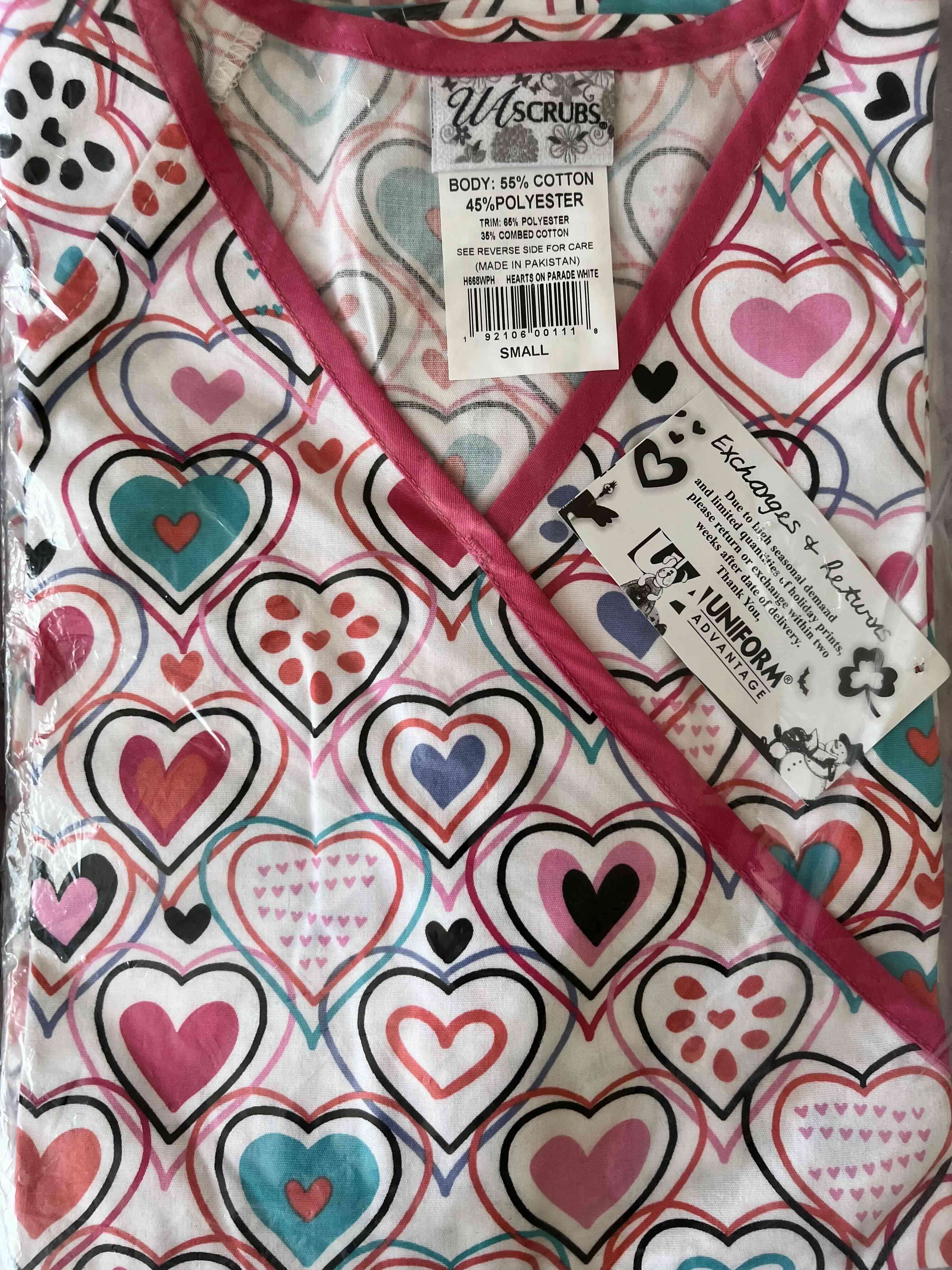 UA Hearts On Parade White Print Scrub / TALLA S - miniatura 3