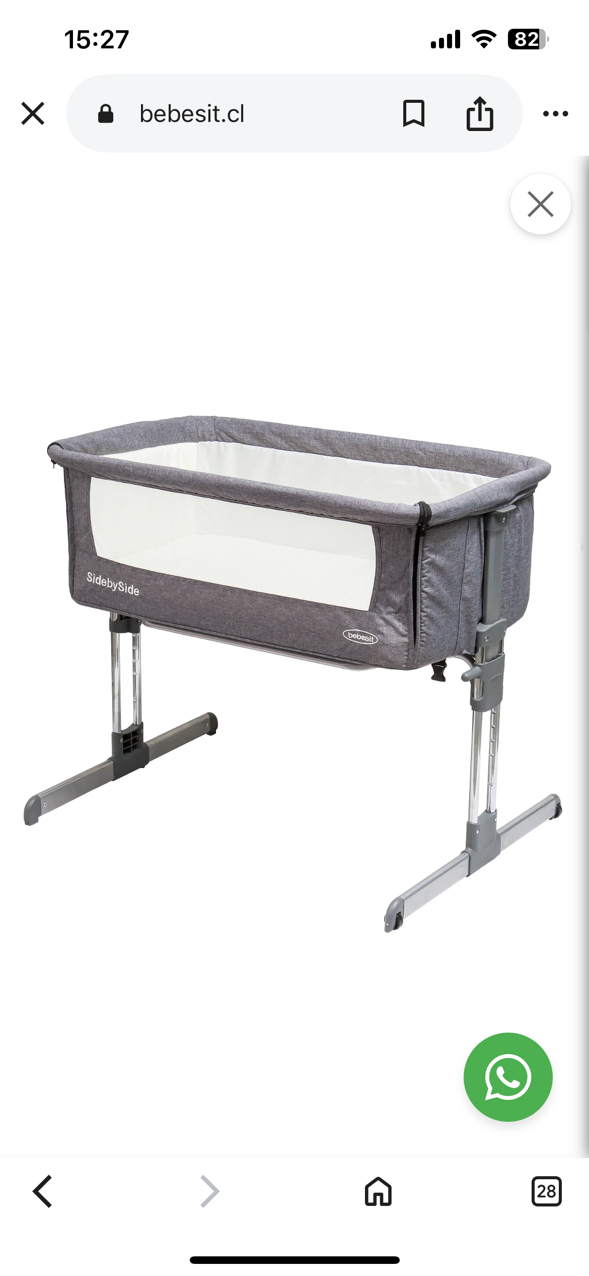 Cuna colecho gris Bebesit