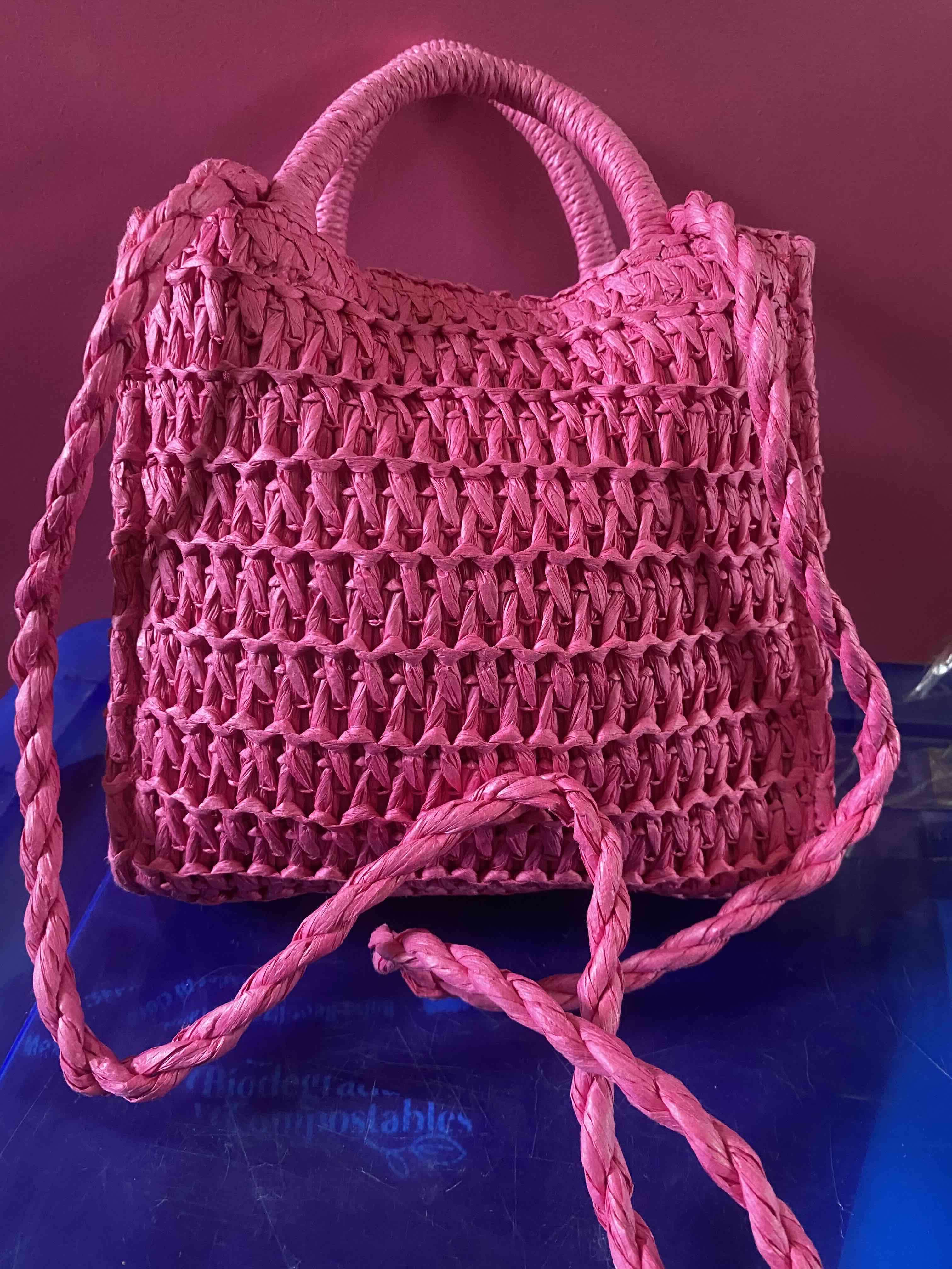 Bolso tejido rosa. Marca H&M - miniatura 2