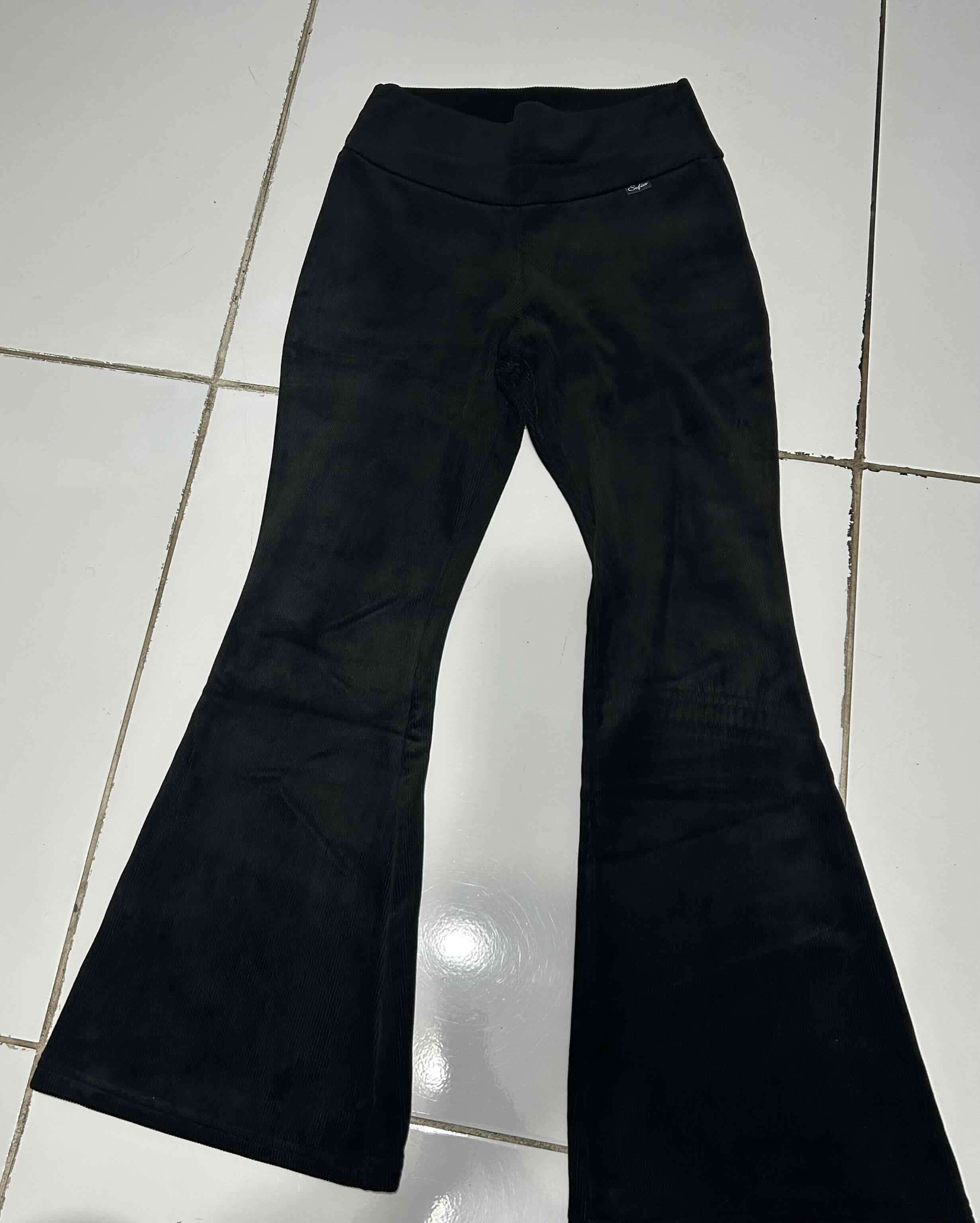 Pantalones de campana negros cotelé elasticado