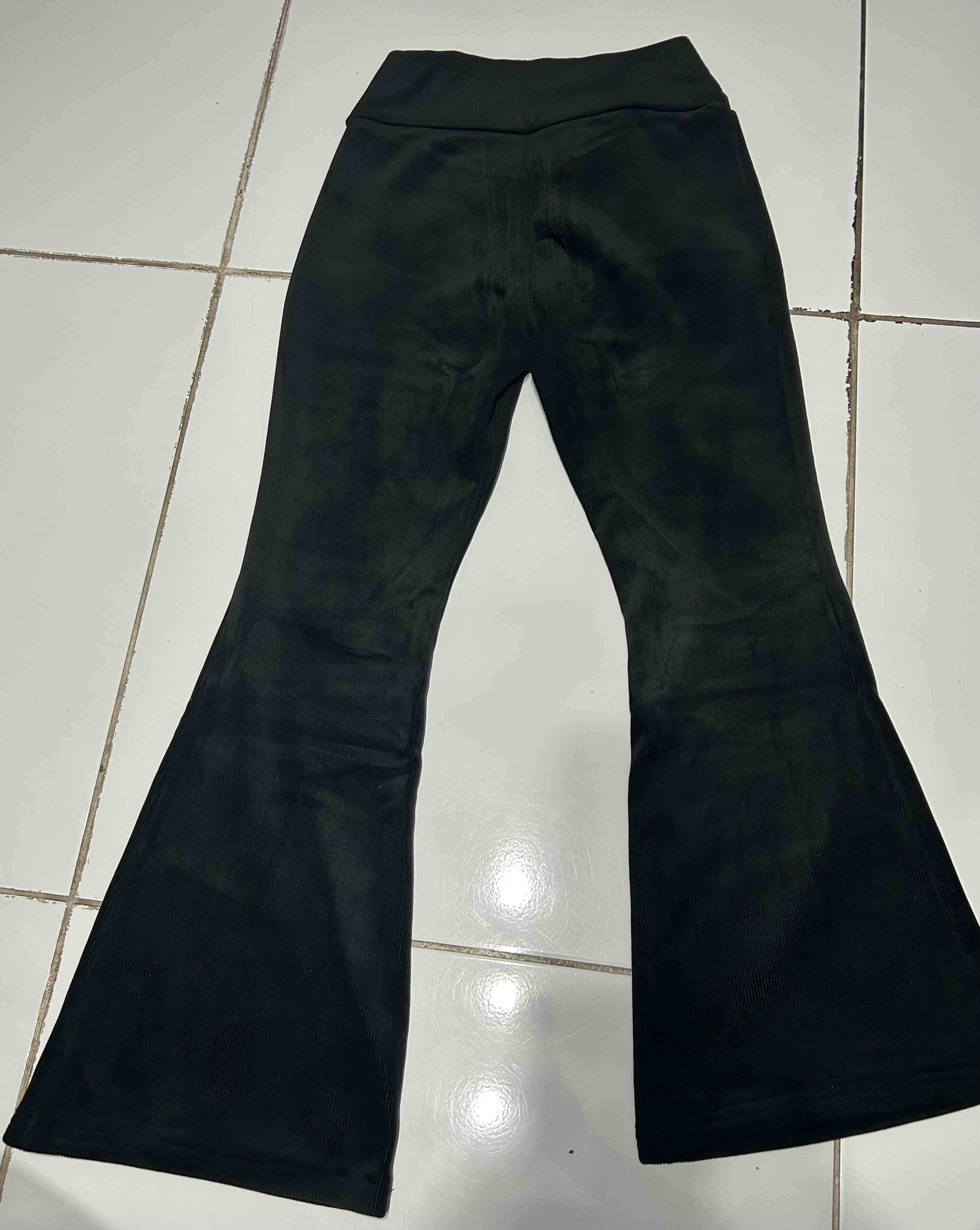 Pantalones de campana negros cotelé elasticado - miniatura 4