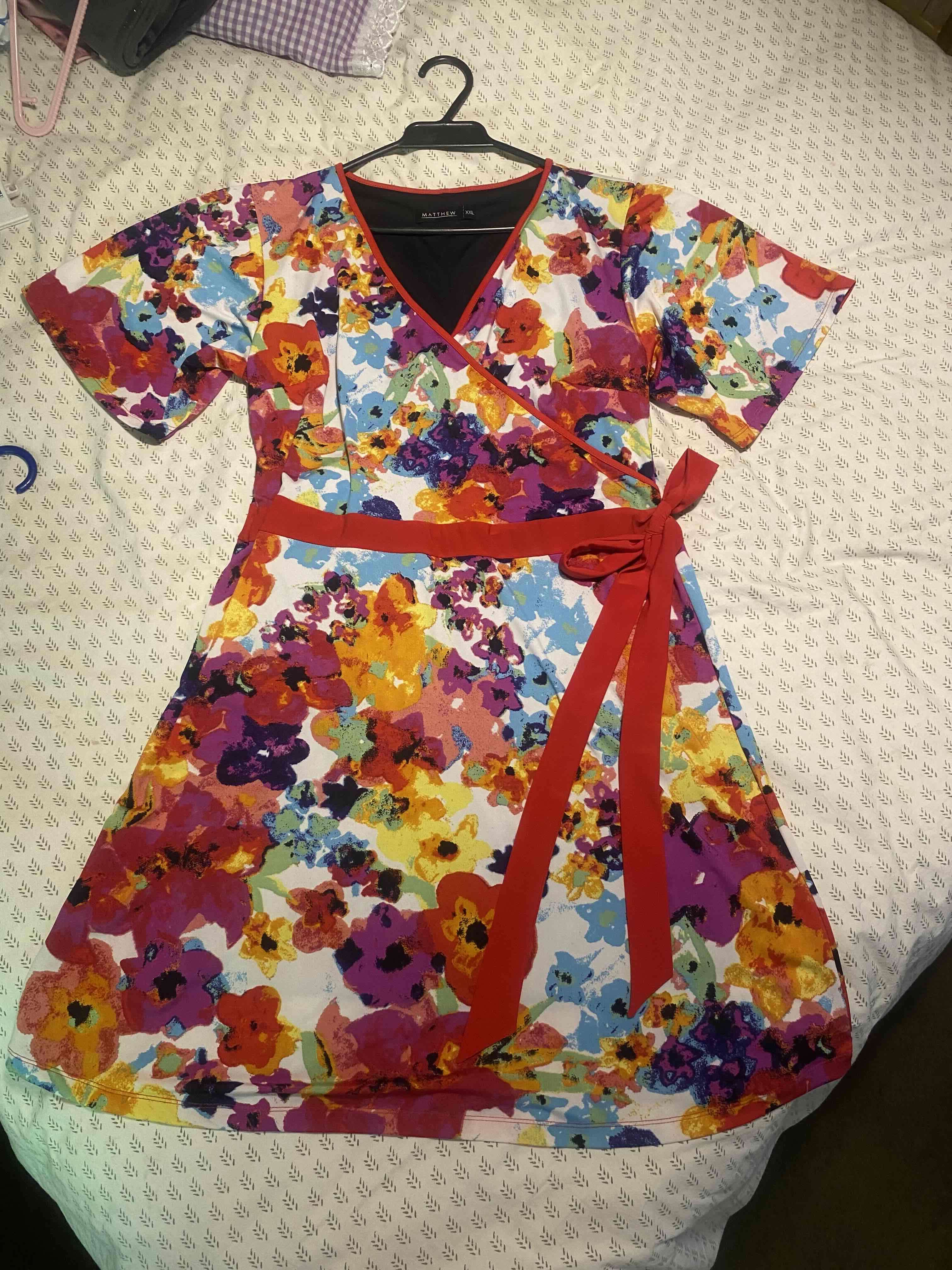 Vestido floral multicolor con lazo - miniatura 4