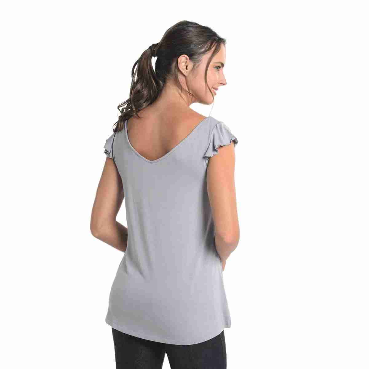 Polera gris con mangas sueltas - miniatura 2