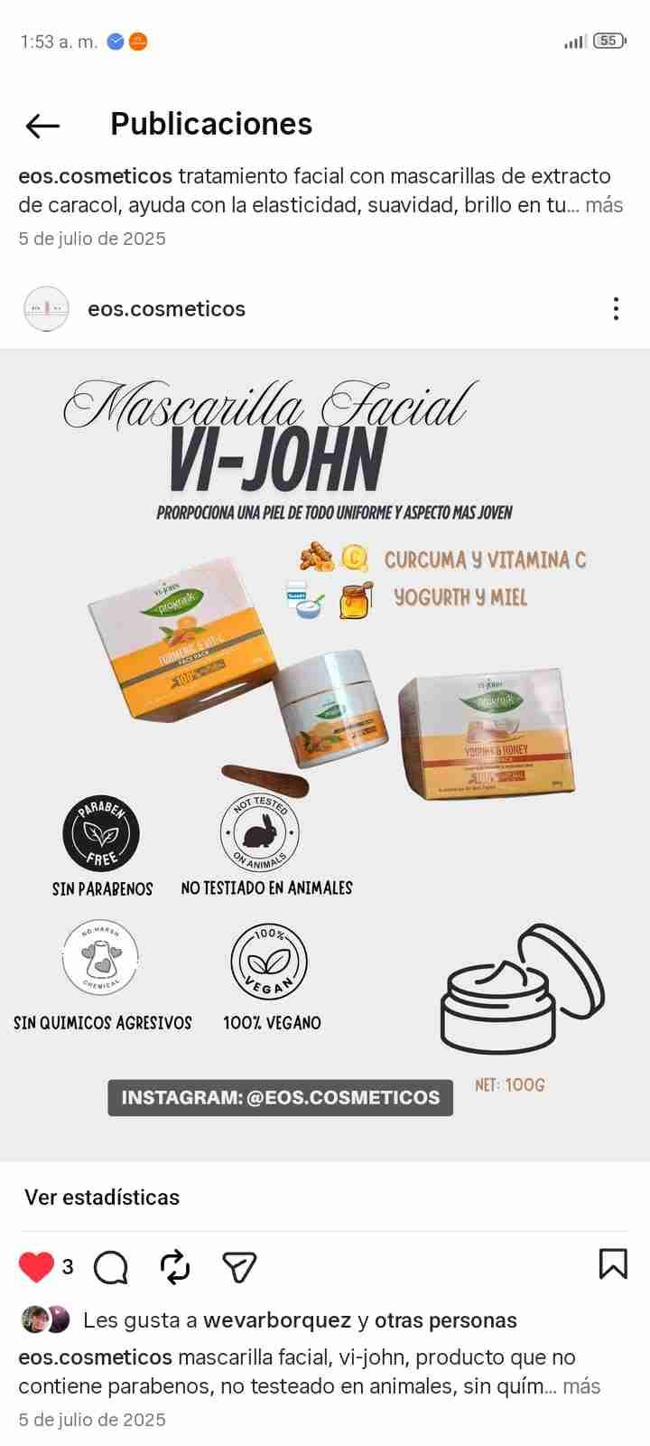 Mascarilla facial Vi-John 100g