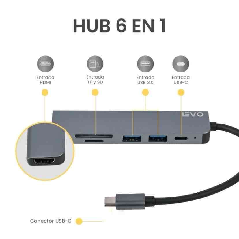 Hub USB-C 6 en 1 EVO - miniatura 2
