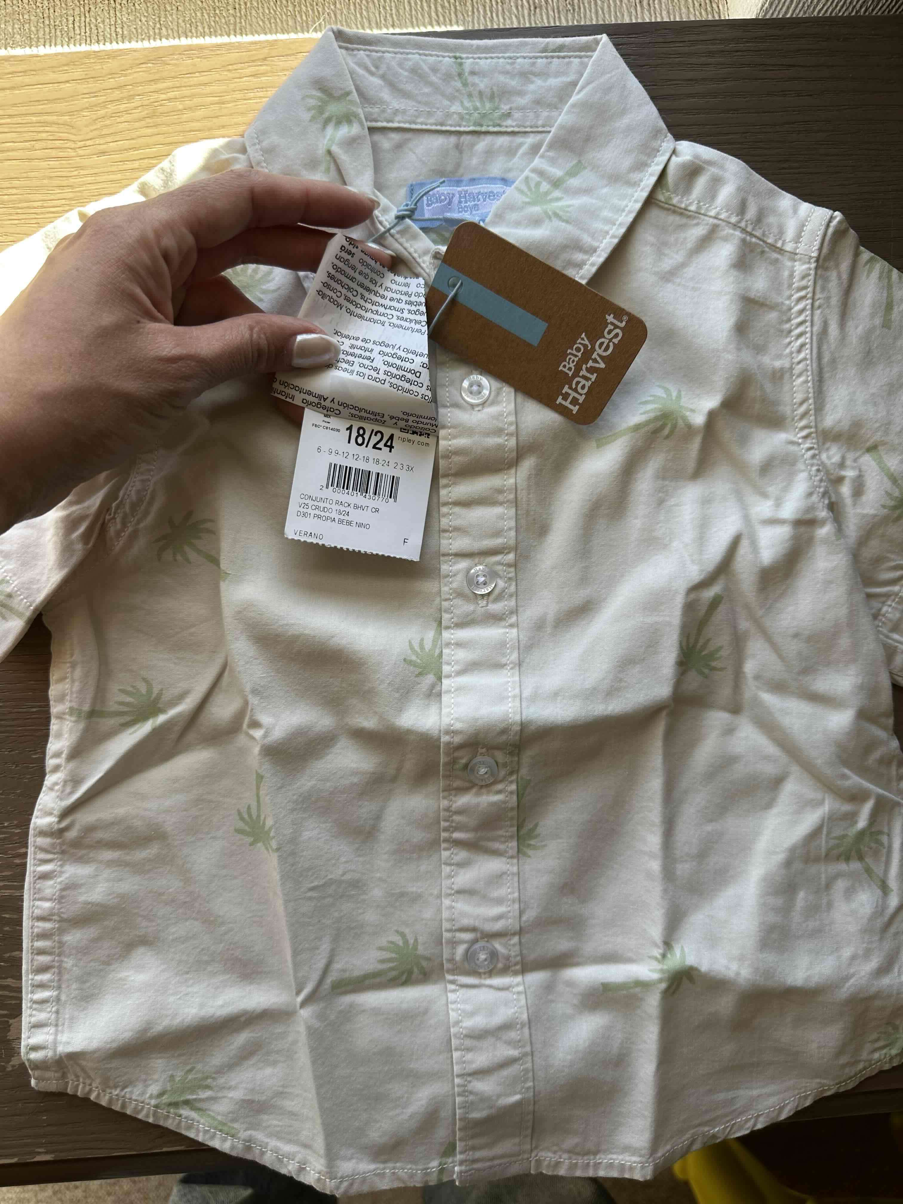 Camisa beige con palmeras para niño - miniatura 2