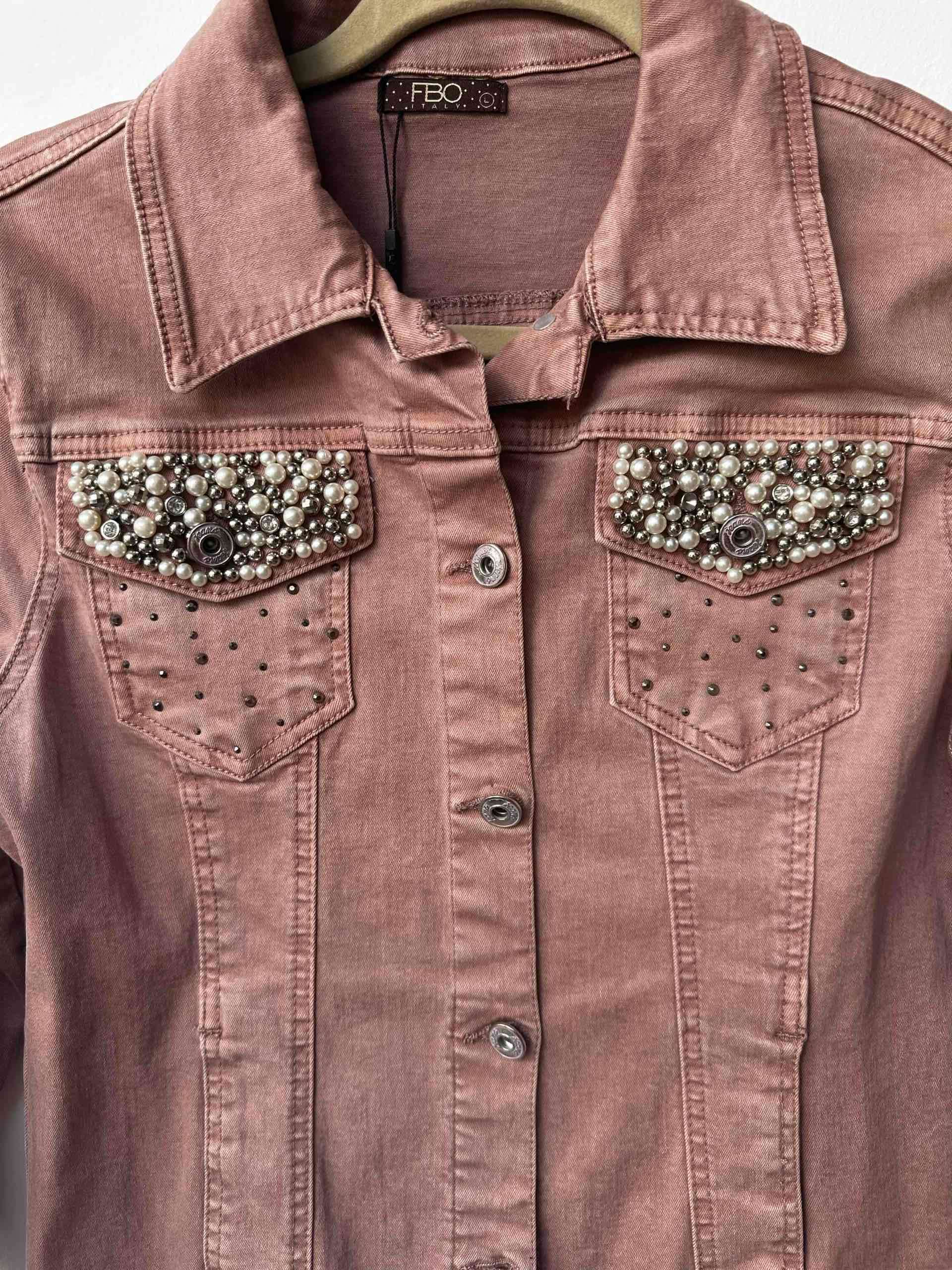 Chaqueta de jean con perlas - miniatura 2