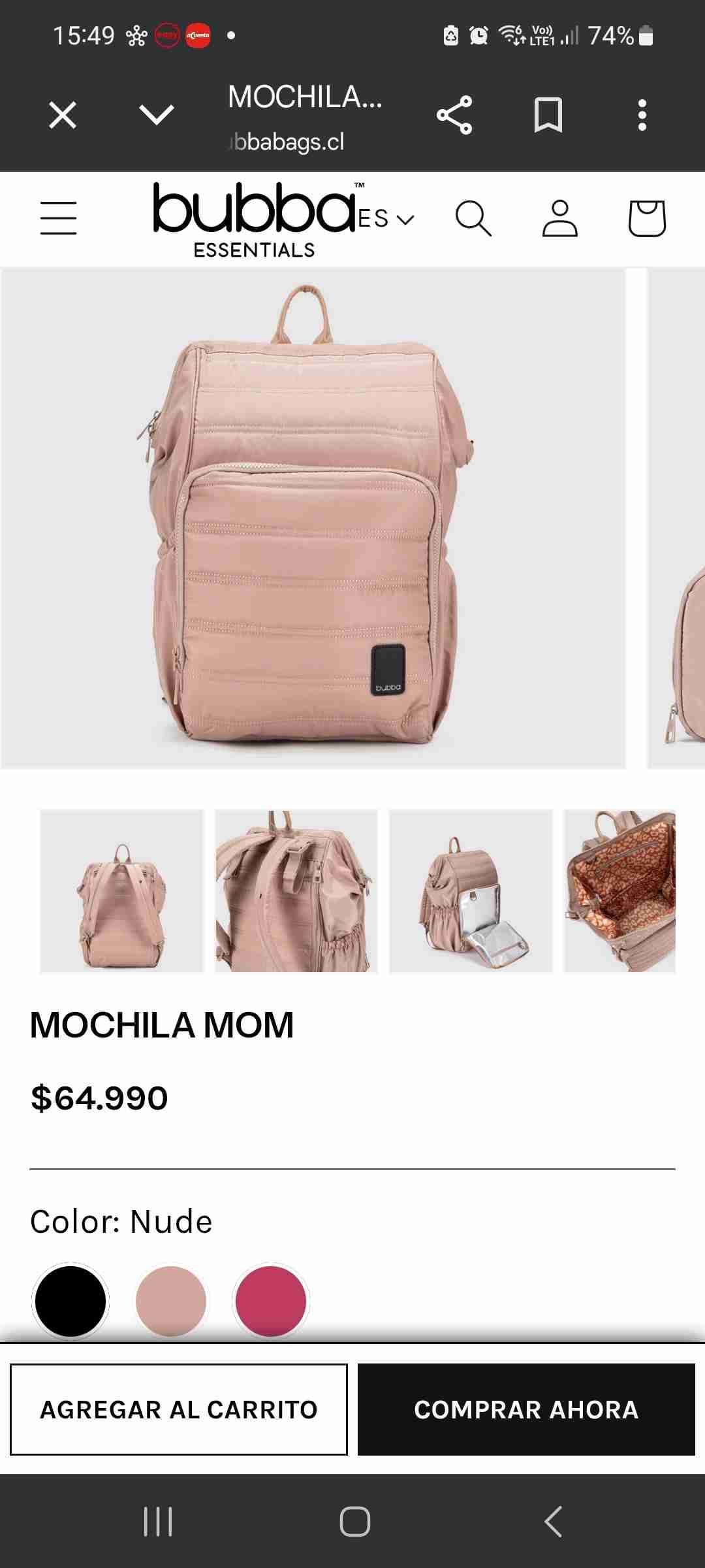 Mochila pañalera beige Bubba - miniatura 5