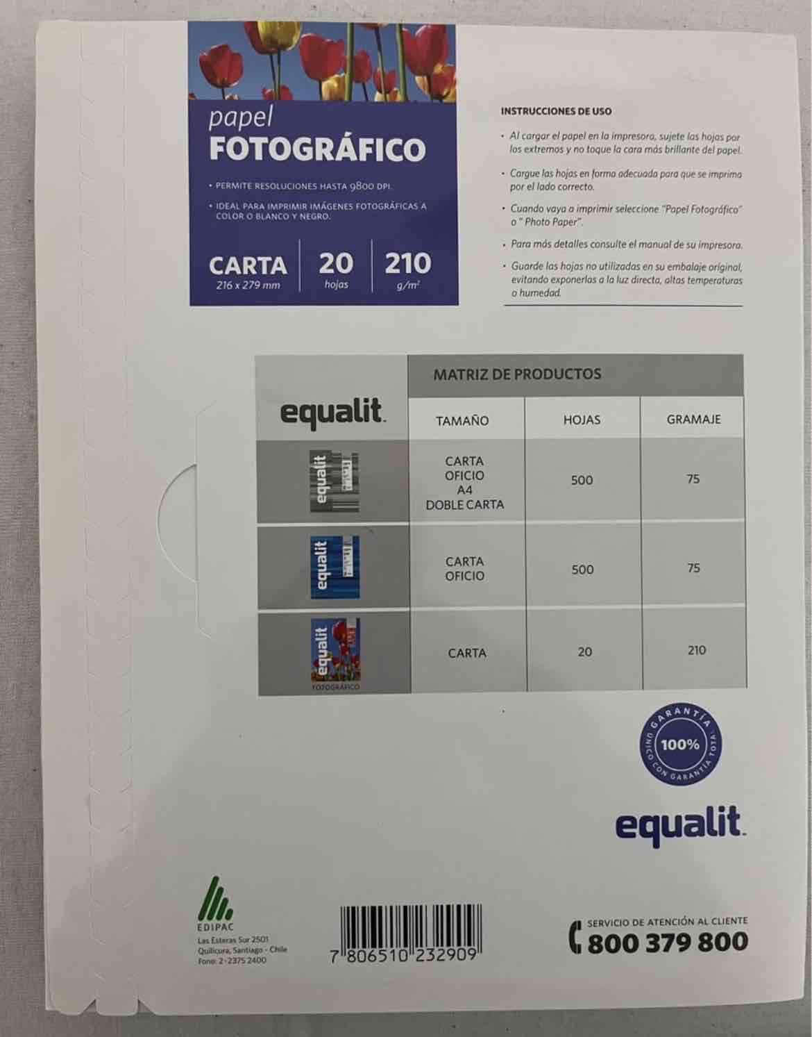 Papel Fotográfico EQUALIT 20 hojas carta brillante - miniatura 2