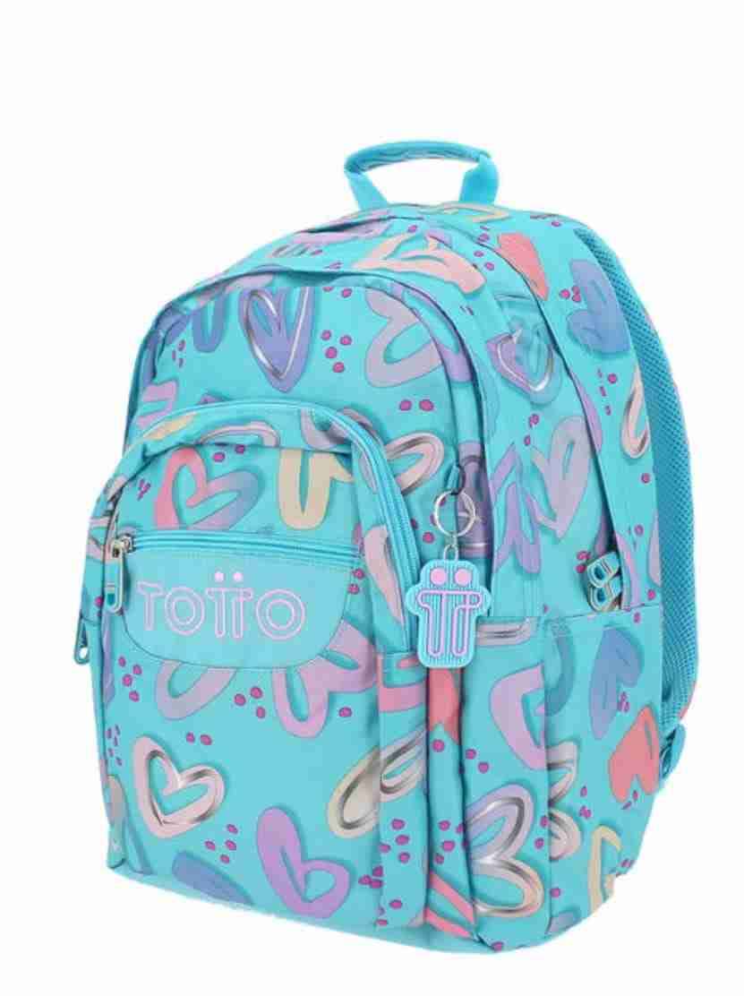 Mochila Totto corazones azul