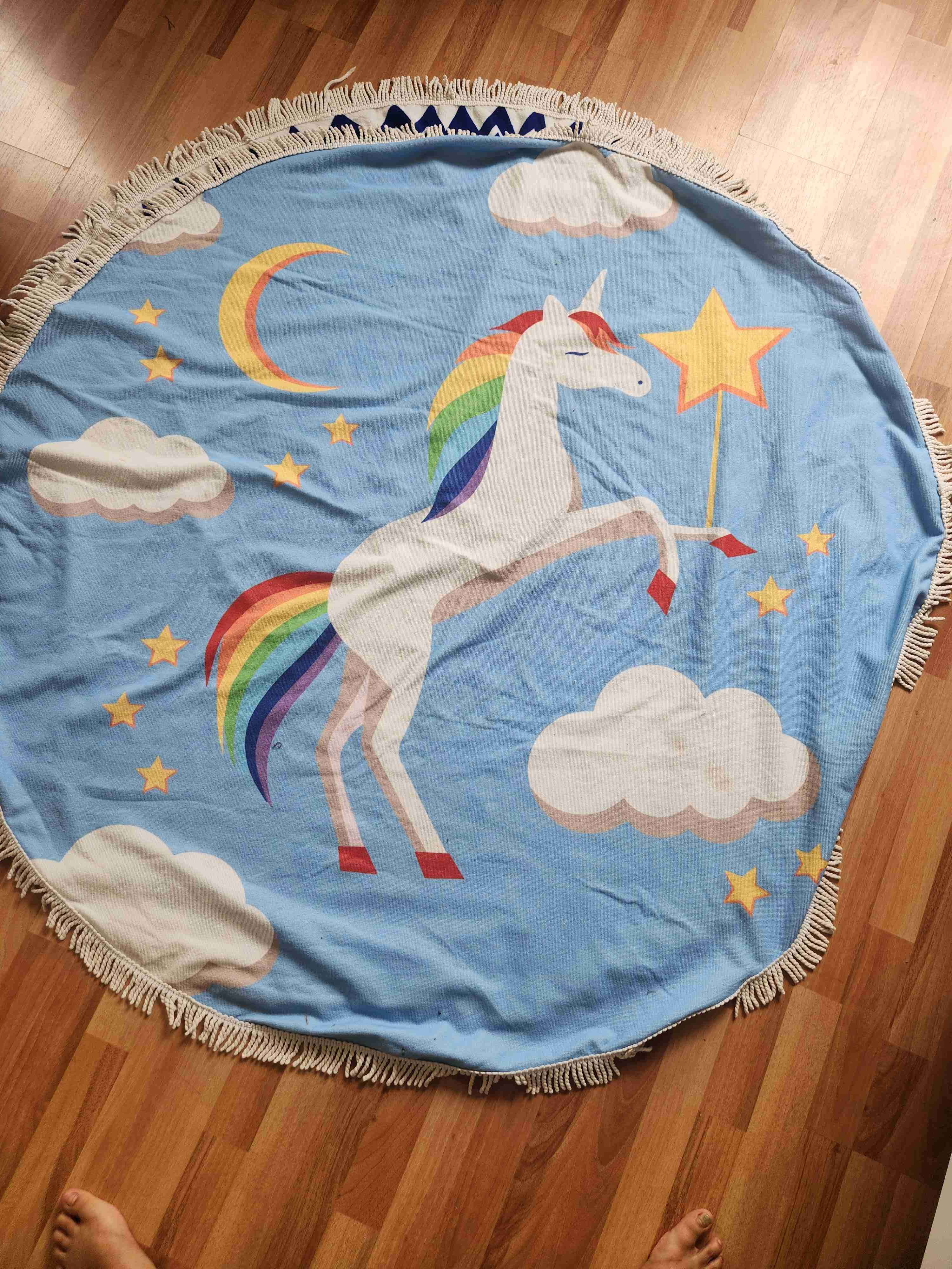Toalla redonda unicornio y estrellas