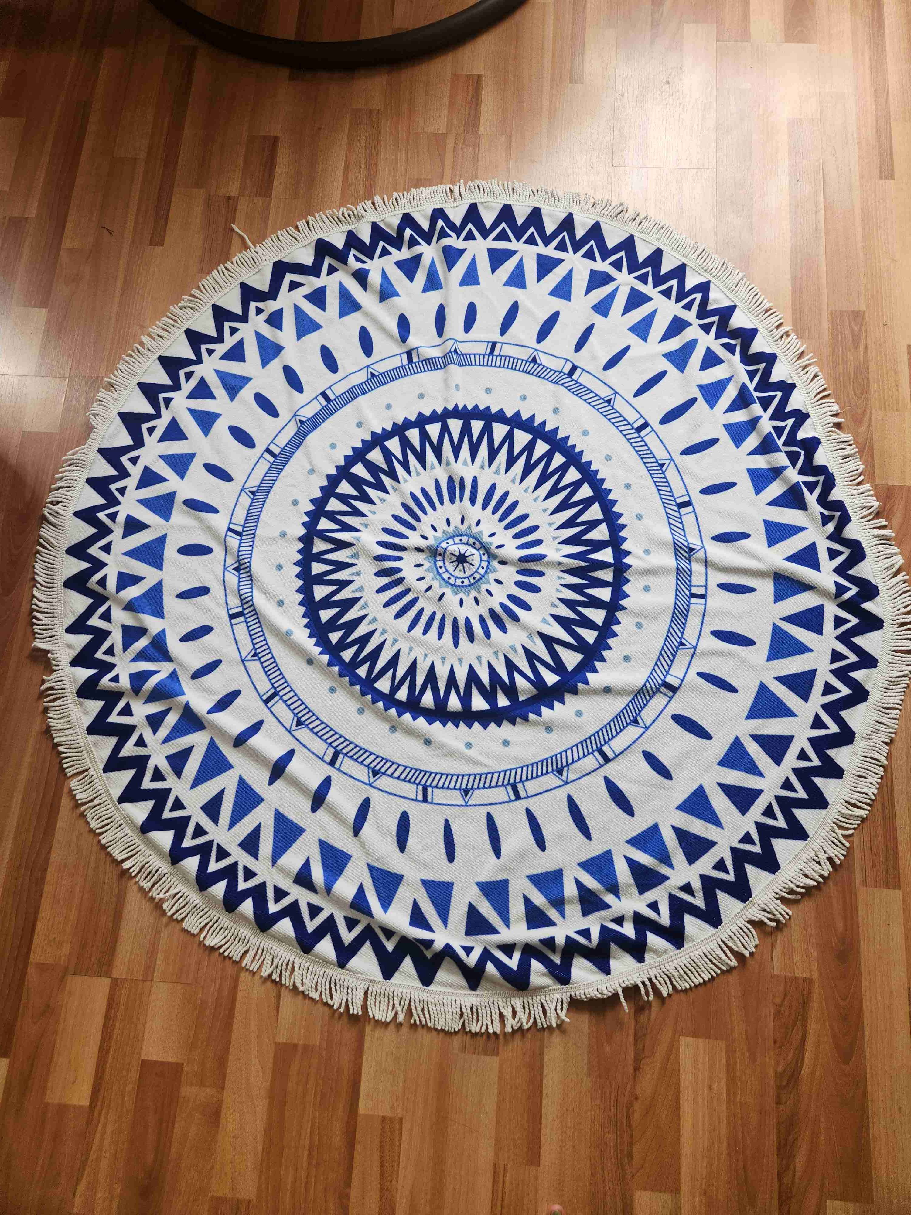 Toalla  Redonda Estilo Mandala Azul