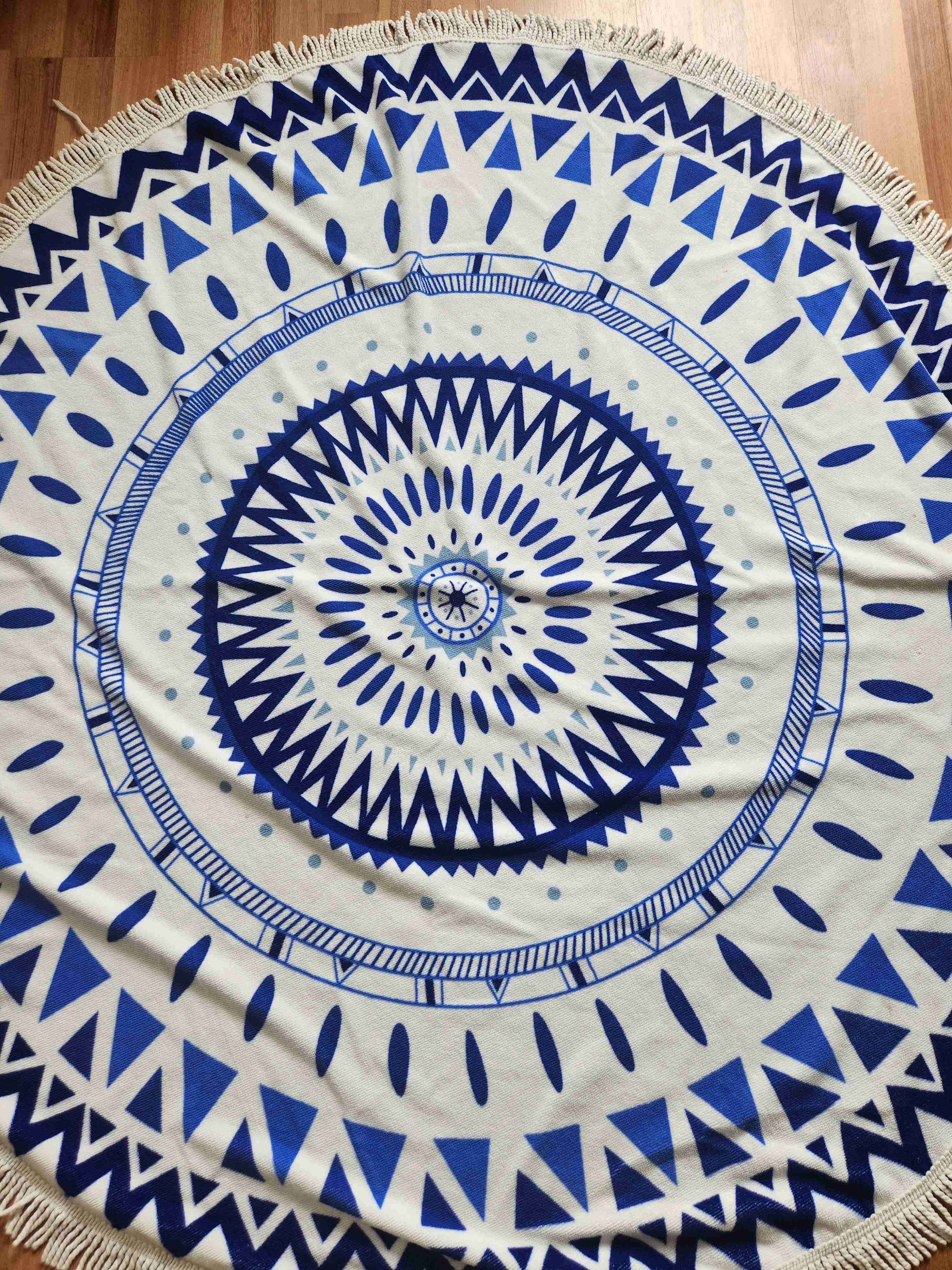 Toalla Redonda Estilo Mandala Azul - 2