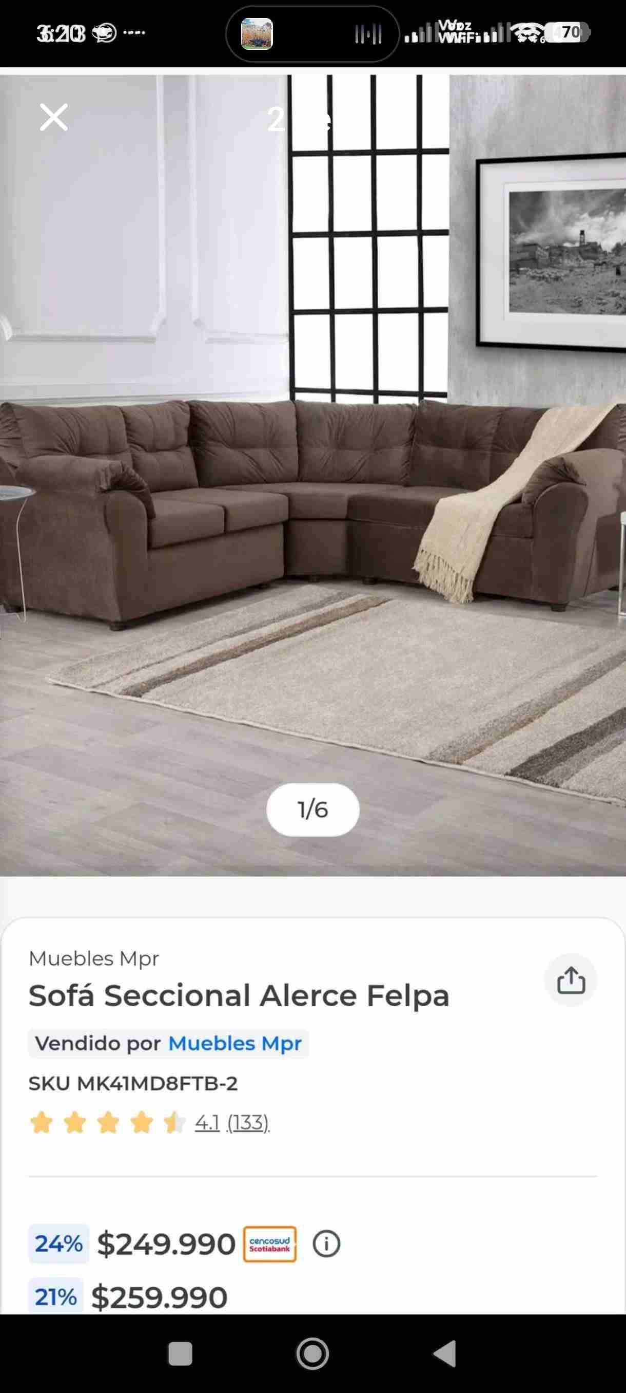 Sofá seccional en L marrón - miniatura 3