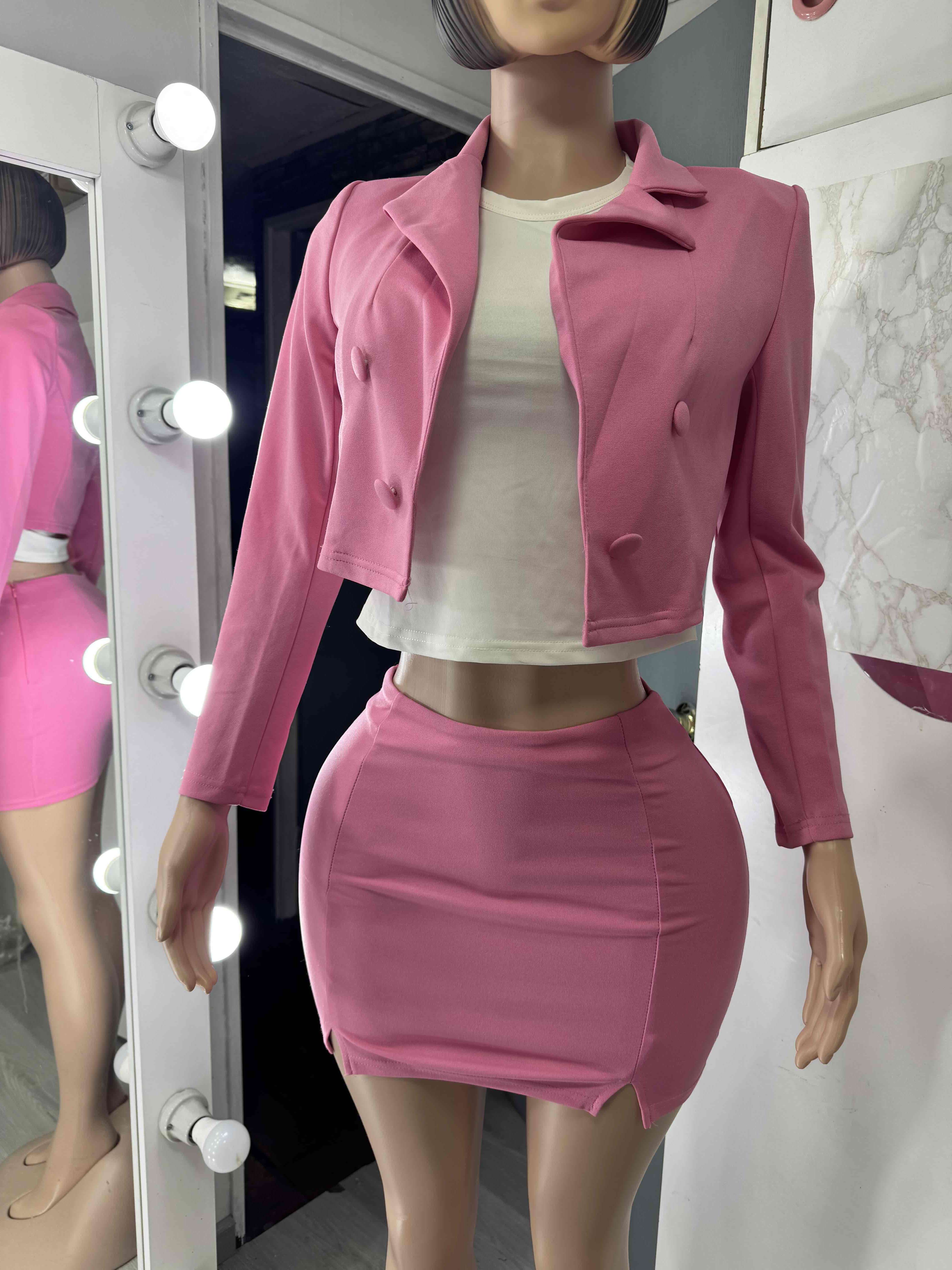 Conjunto falda y chaqueta rosa XS - miniatura 2