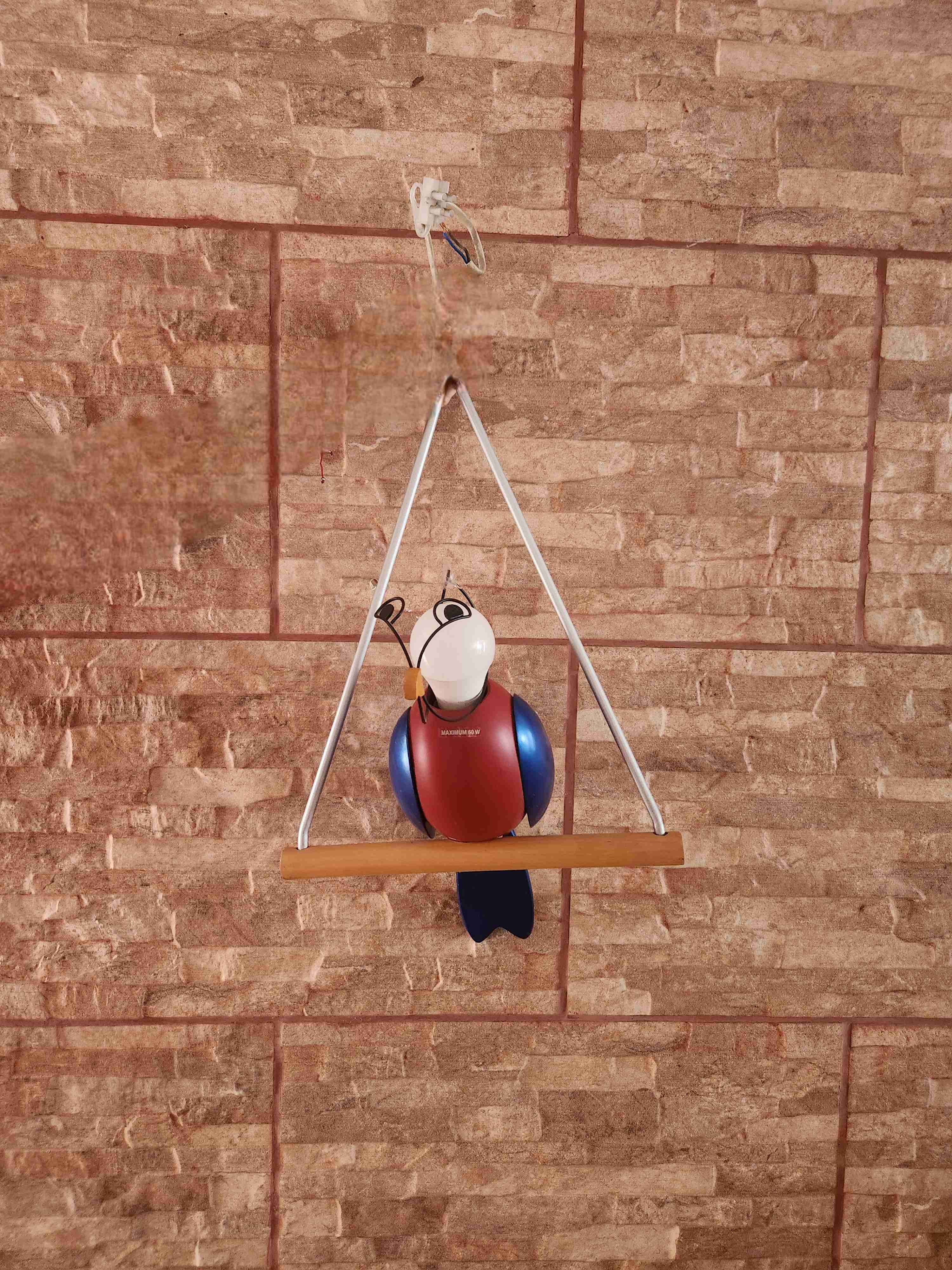 Lámpara colgante pájaro de madera - miniatura 2