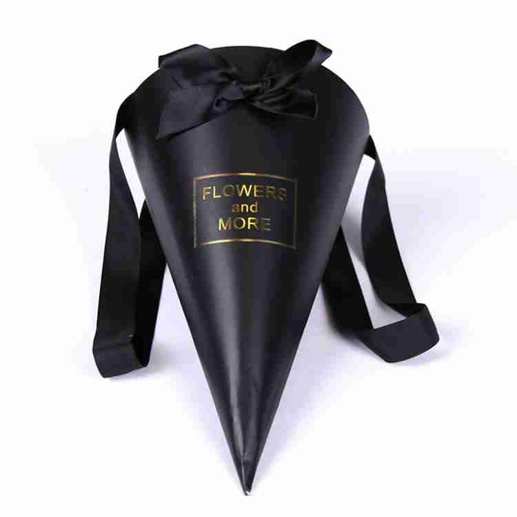 Cono para flores negro elegante y blanco elegante