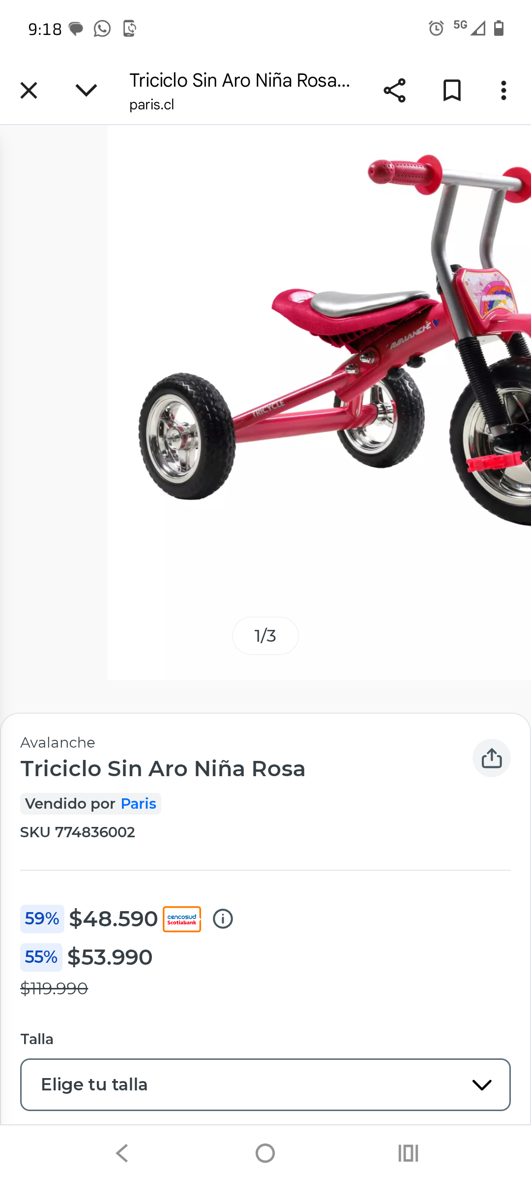 Triciclo infantil rosa avalanche - miniatura 2