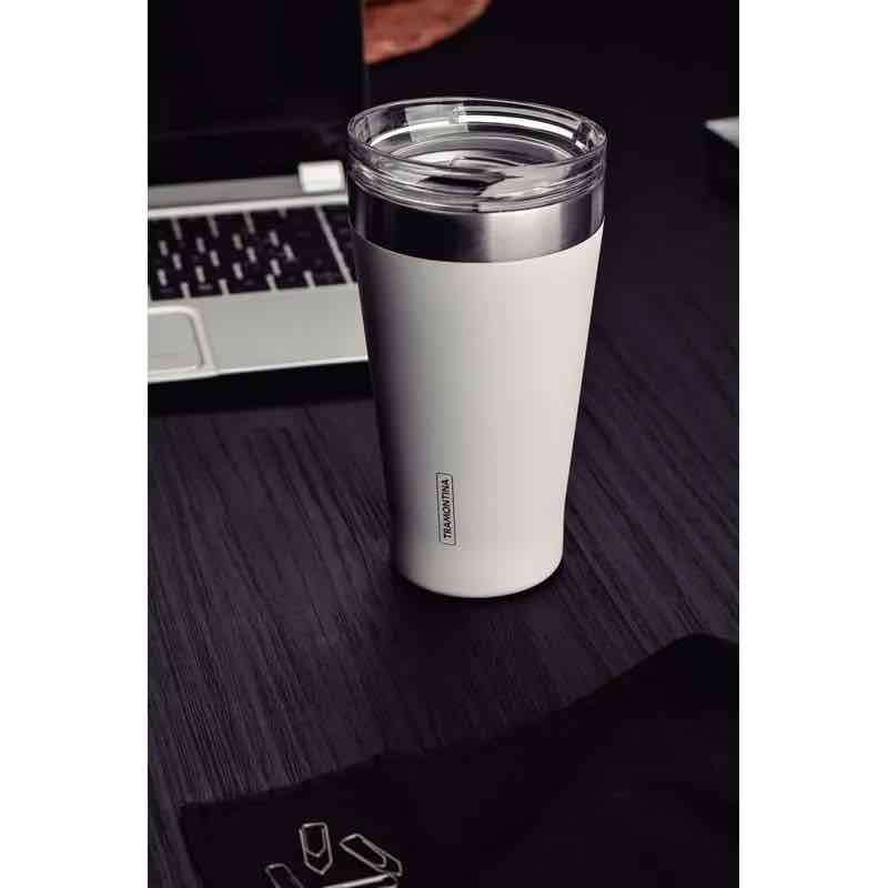 Vaso térmico blanco con tapa