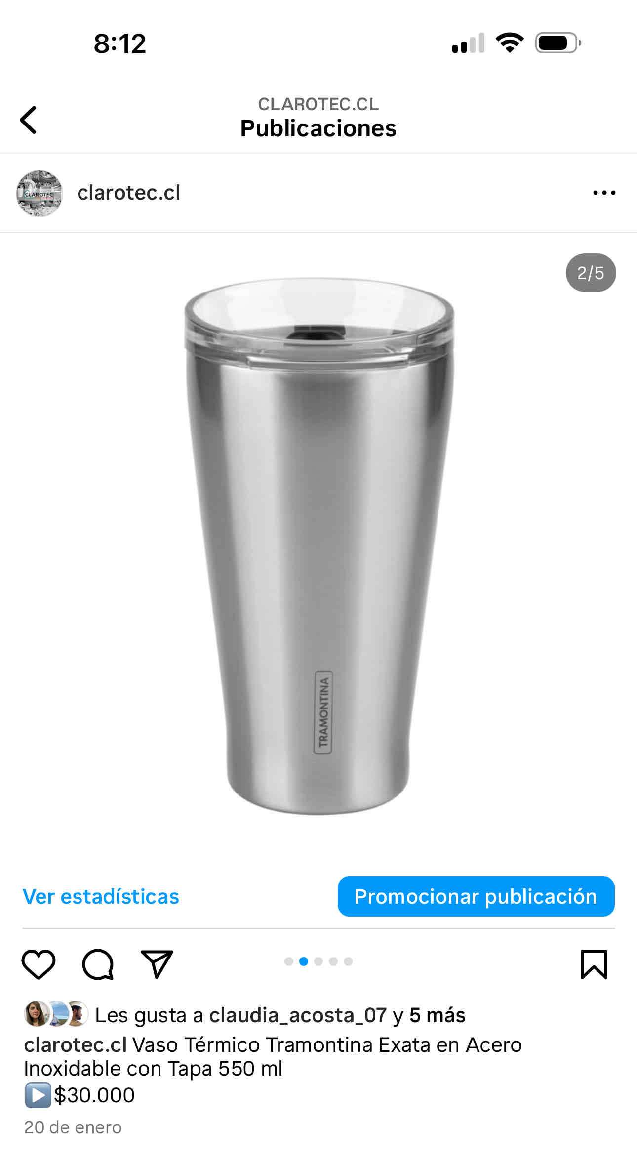 Vaso térmico blanco con tapa - miniatura 3