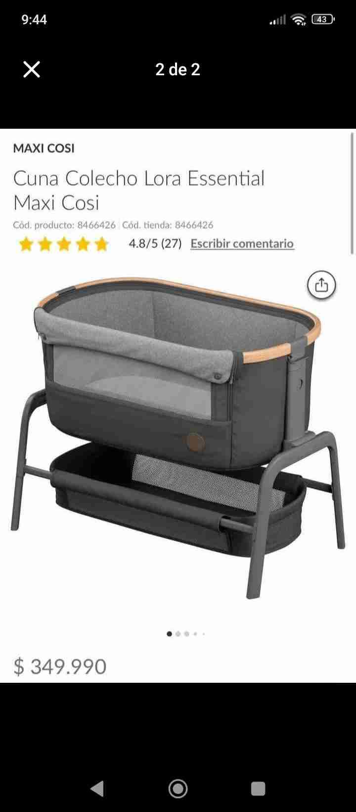 Cuna Colecho Maxi Cosil Gris