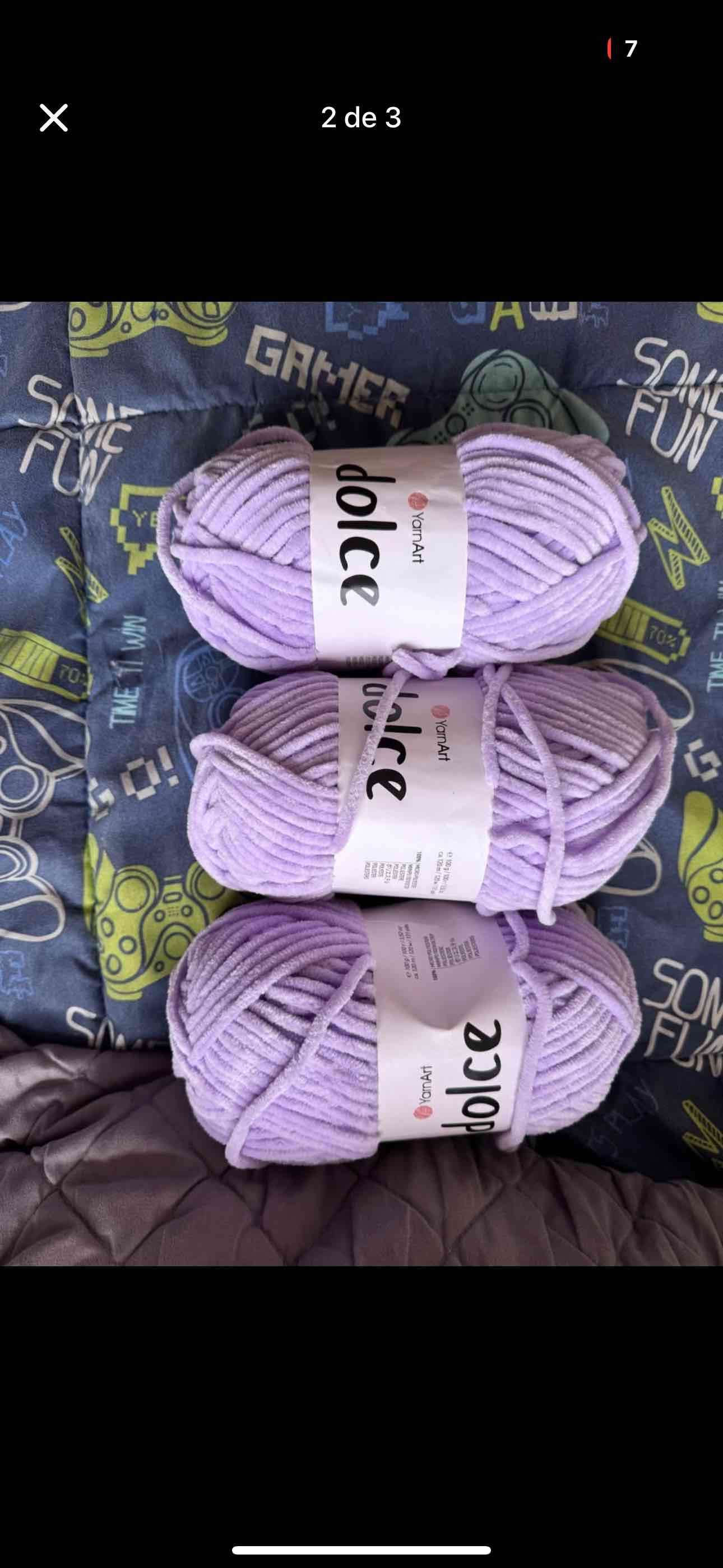 5 madejas de Chenille  color lavanda y blanco