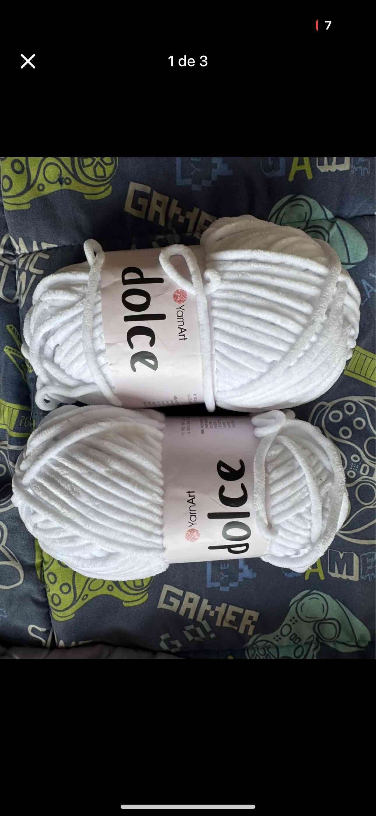 5 madejas de Chenille  color lavanda y blanco - miniatura 2