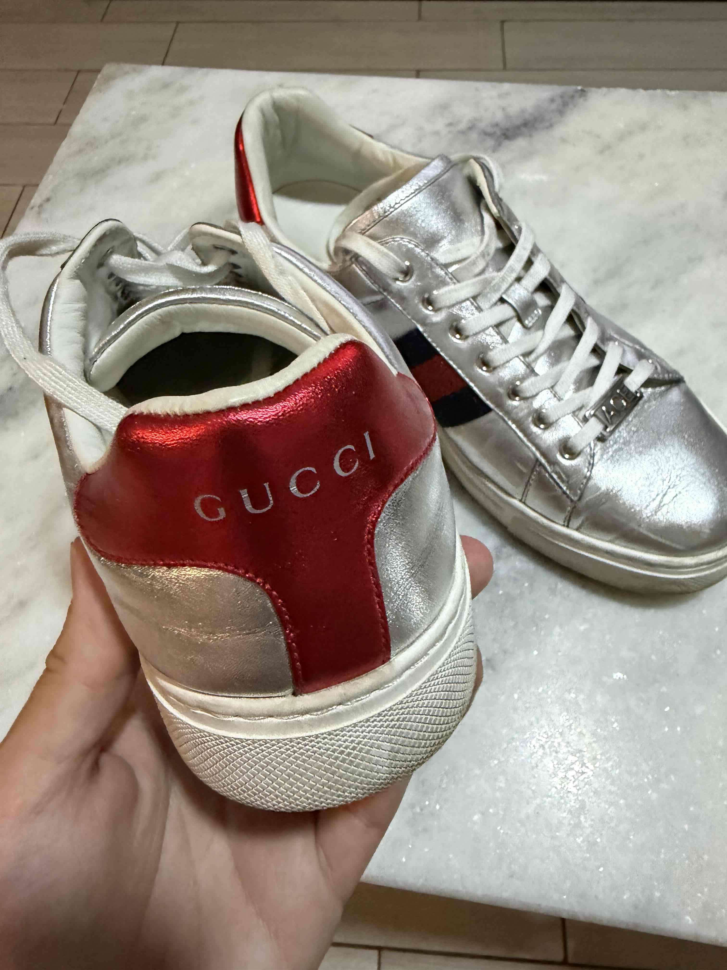 Zapatillas plateadas Gucci - miniatura 3