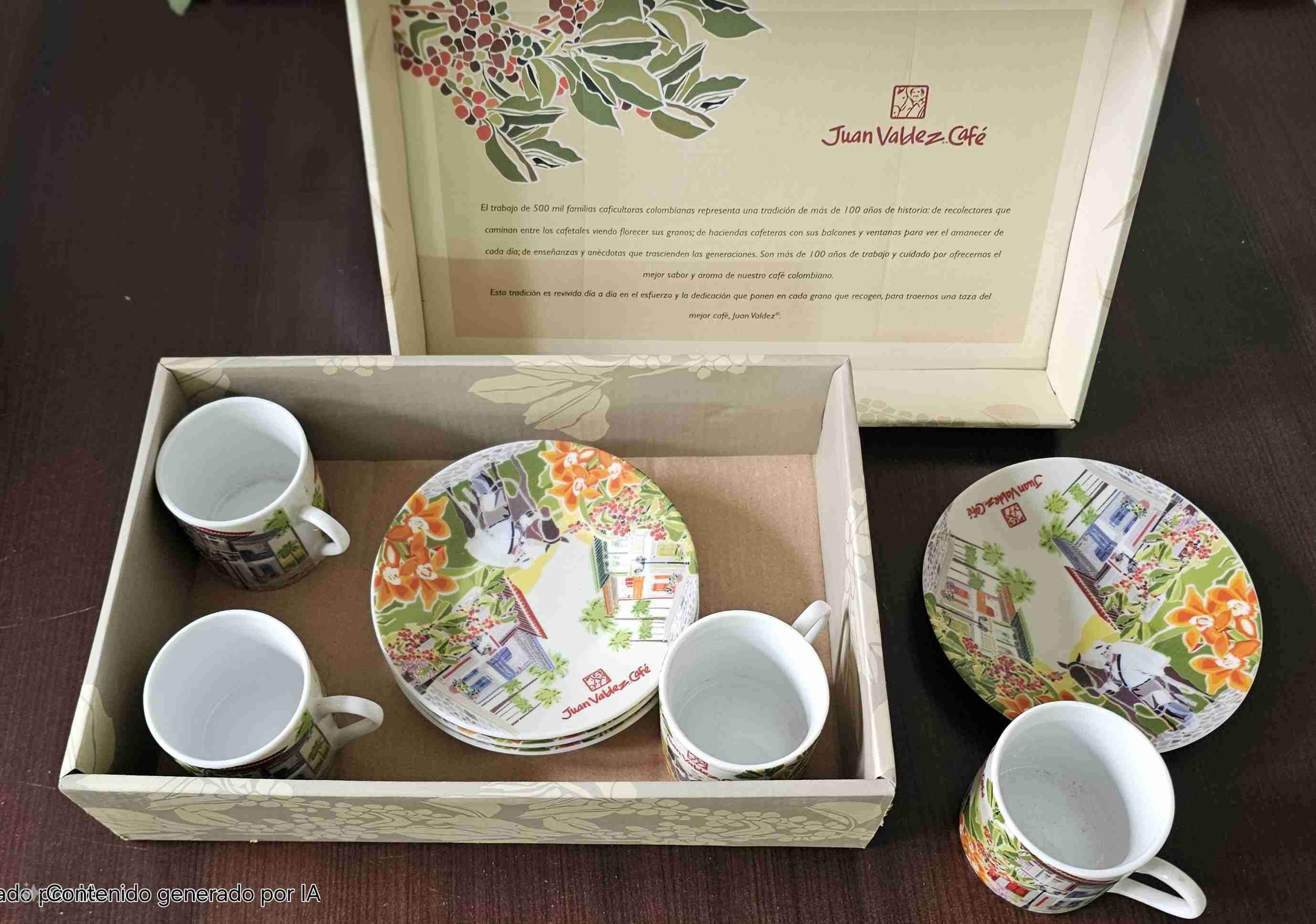 Set de tazas y platos Juan Valdez