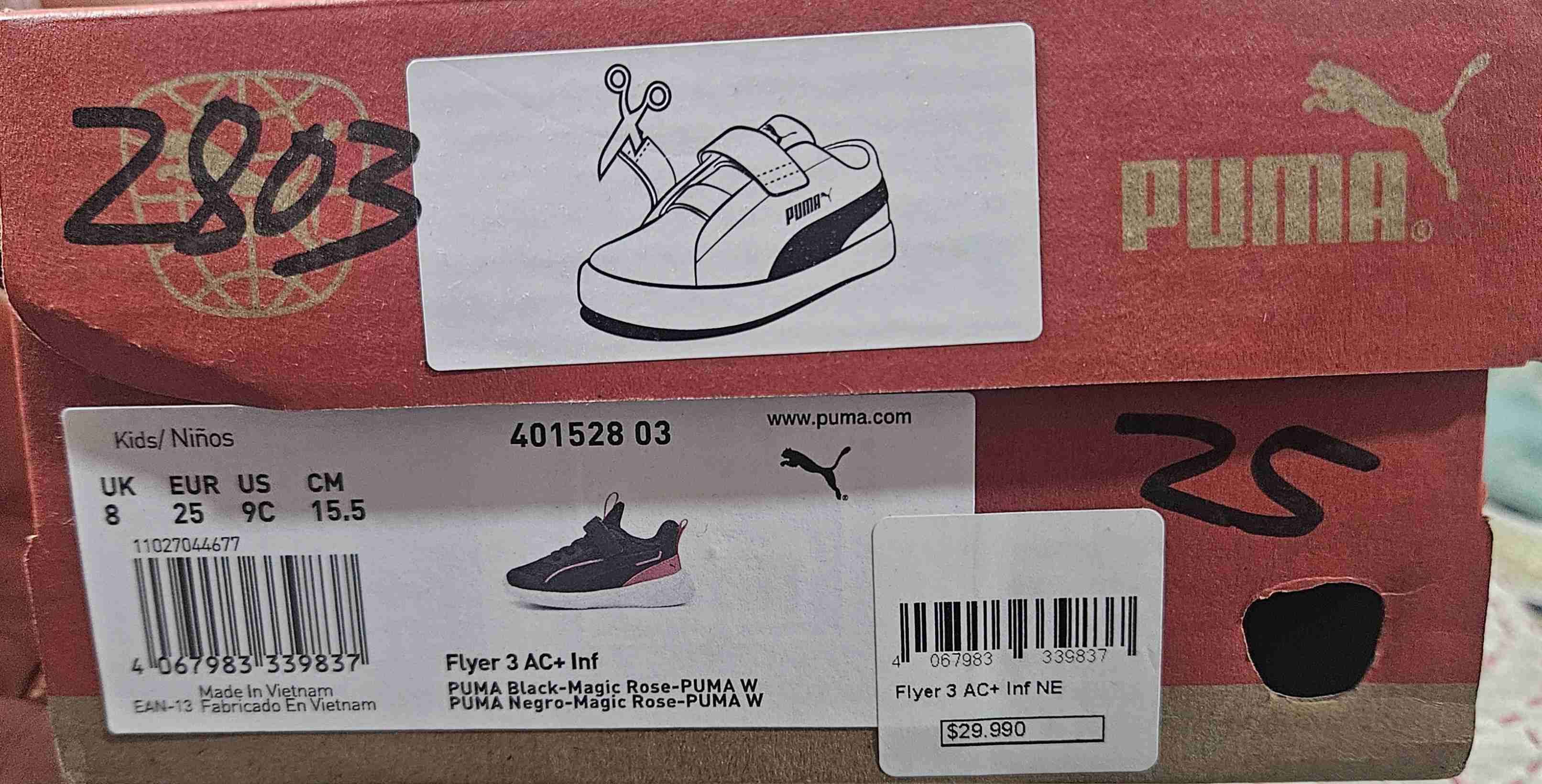 Zapatilla negra para niña Puma - miniatura 3