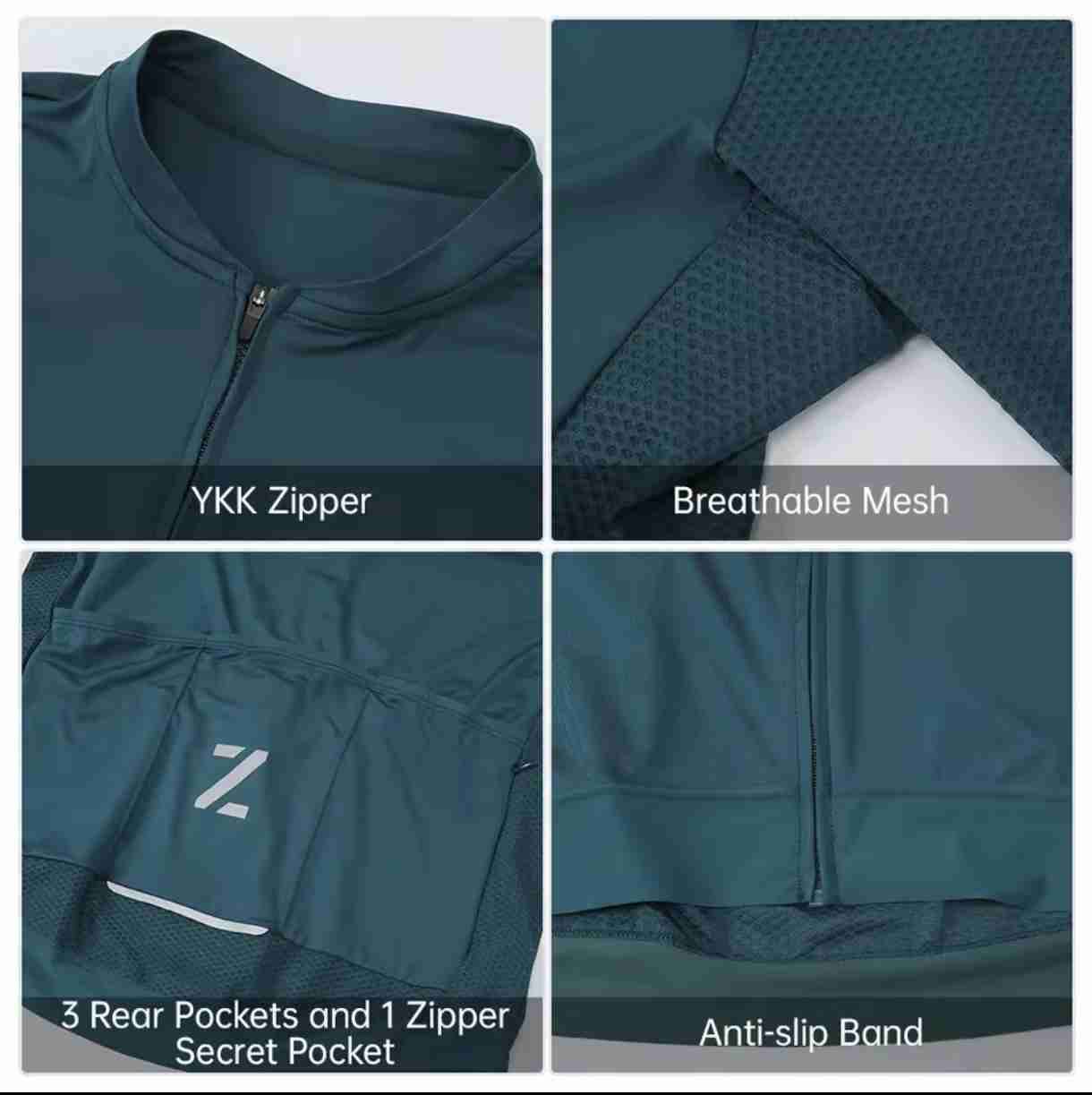 Chaqueta o tricota de ciclista verde con cierre - miniatura 2