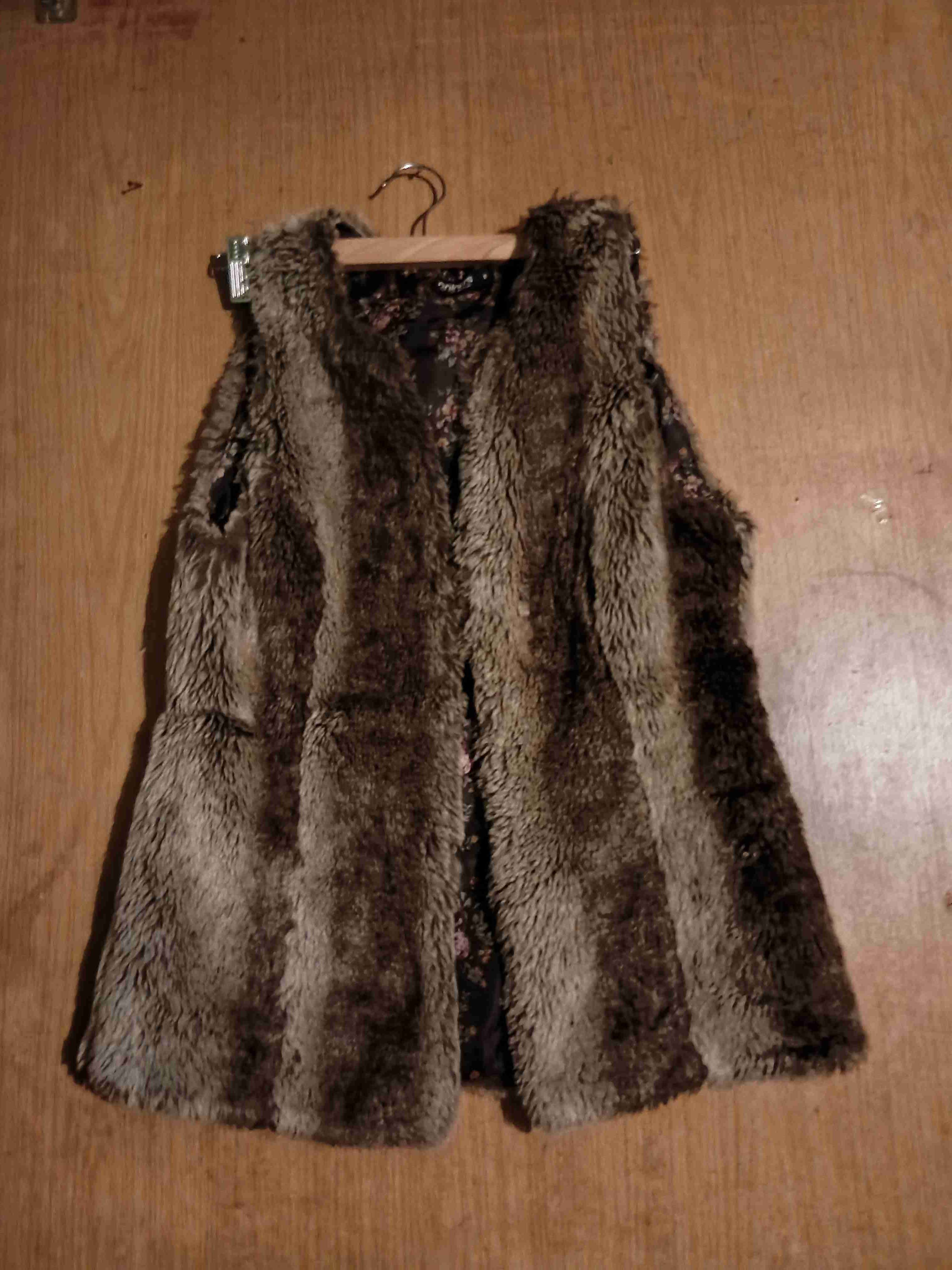 Chaleco de piel sintética marrón, talla M