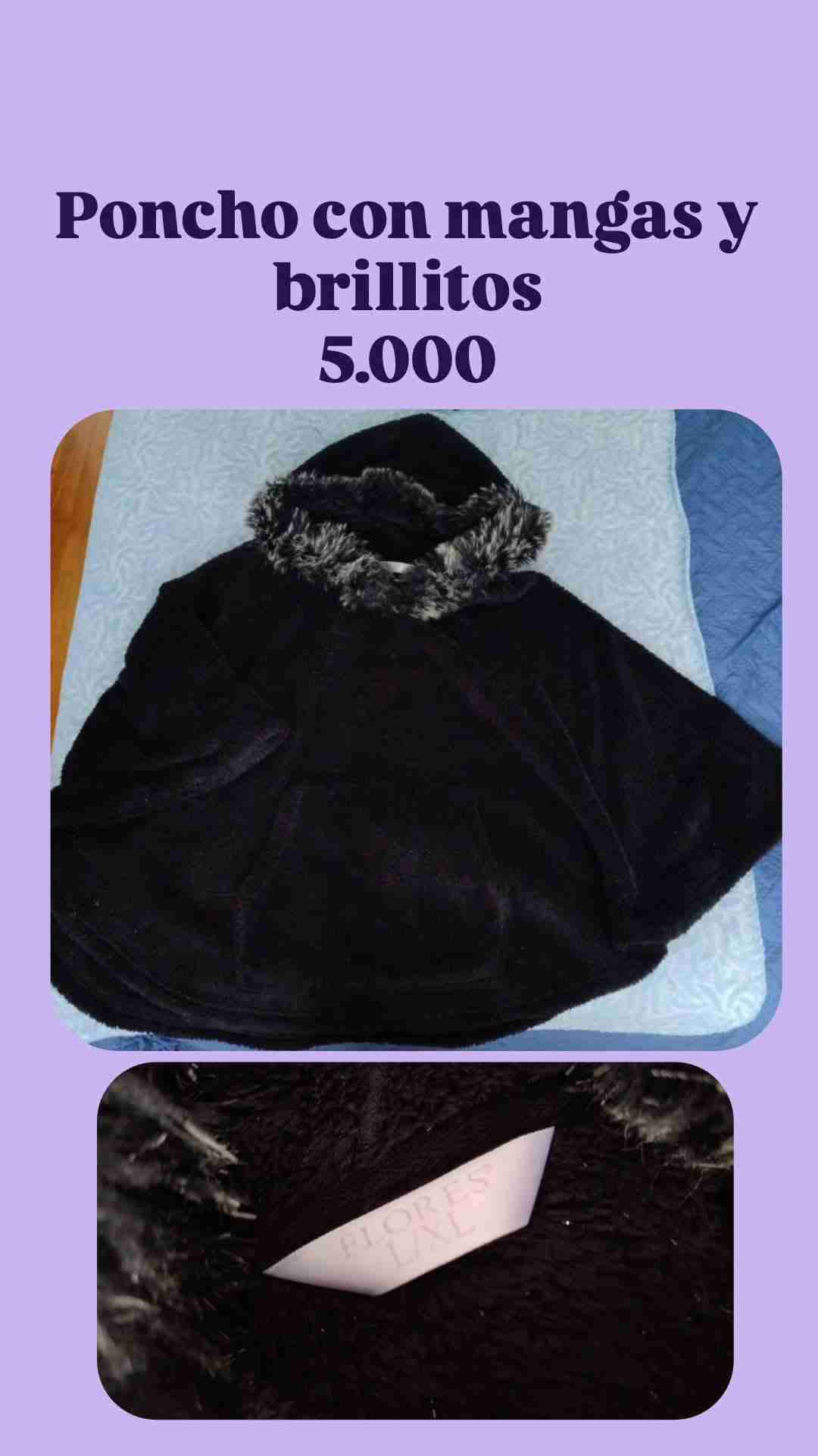 Poncho negro con mangas y brillos