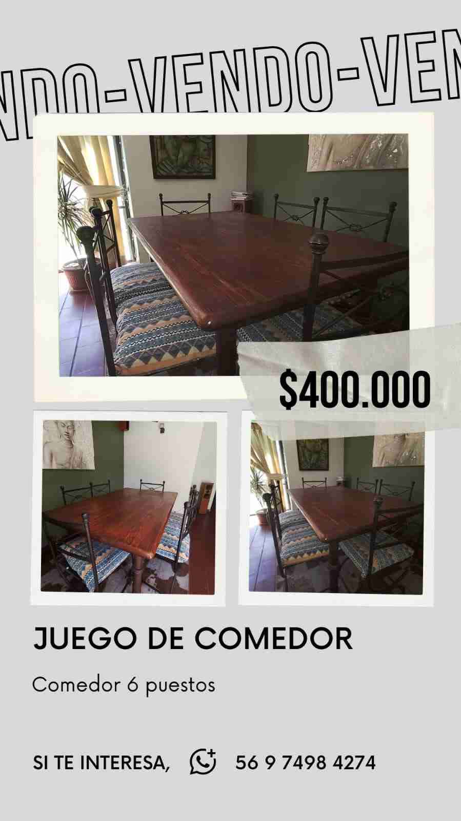 Juego de comedor 6 sillas