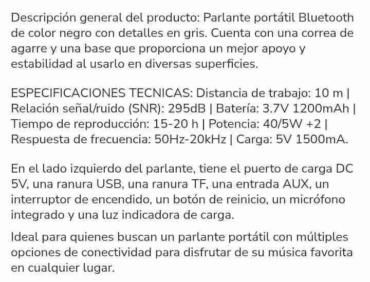 Parlante portátil negro - miniatura 3