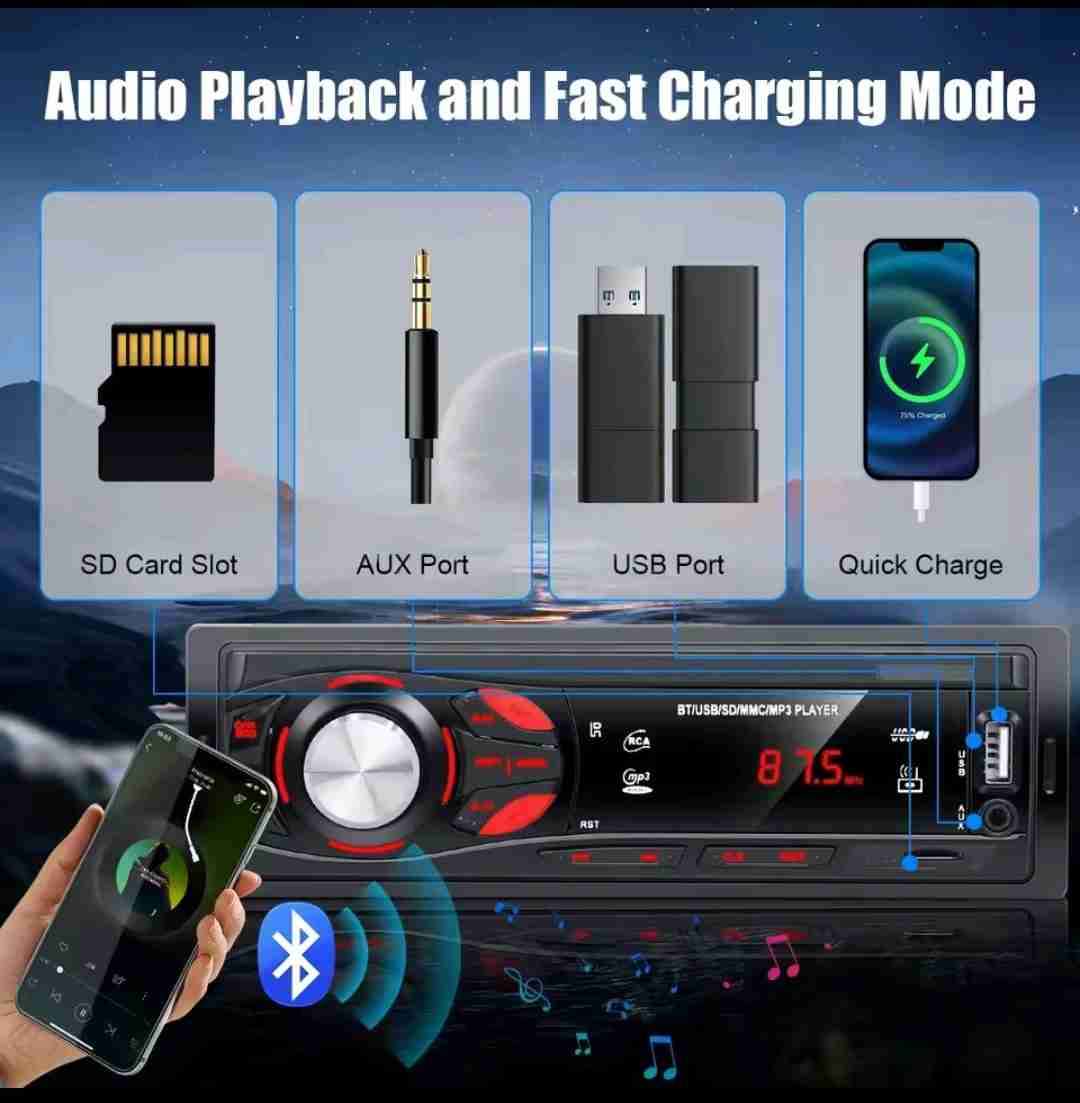 Radio Mp3 1din Para Auto Bluetooth, Usb Y Auxiliar - miniatura 6