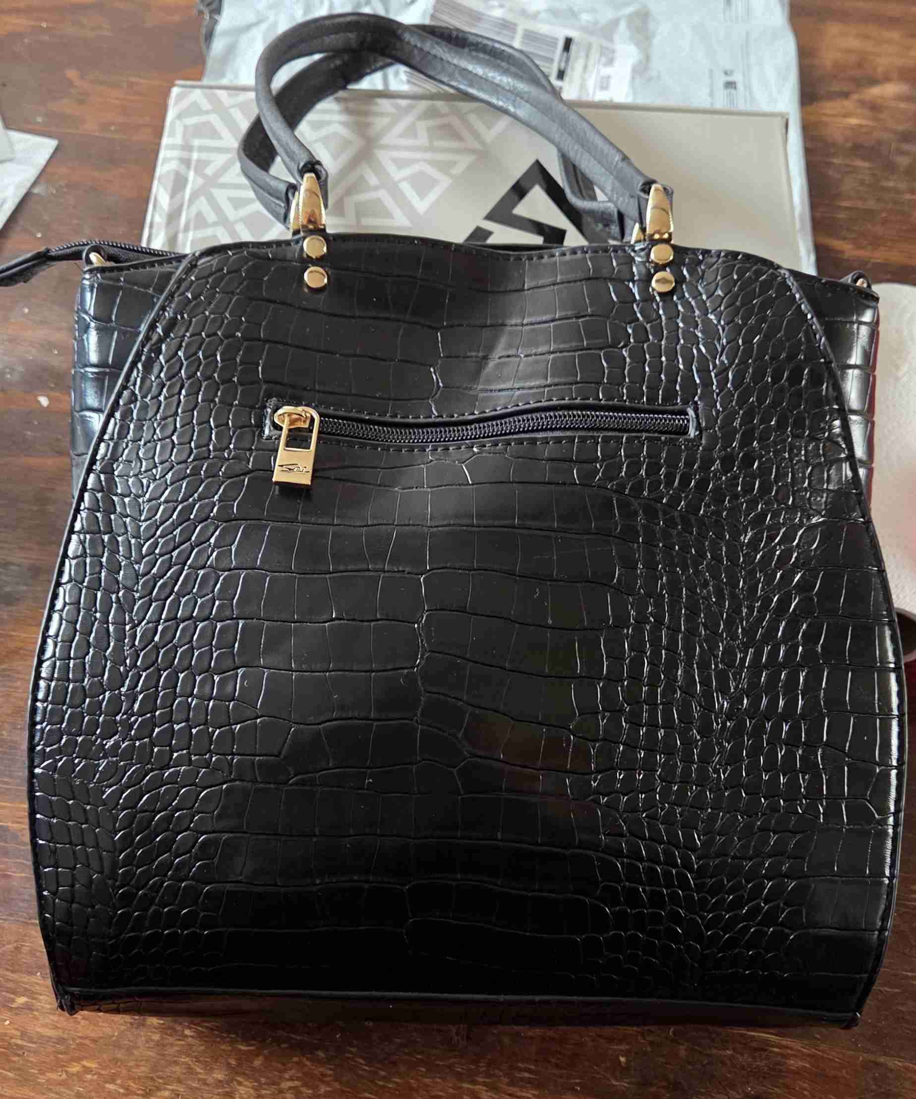 Cartera negra efecto cocodrilo - miniatura 2