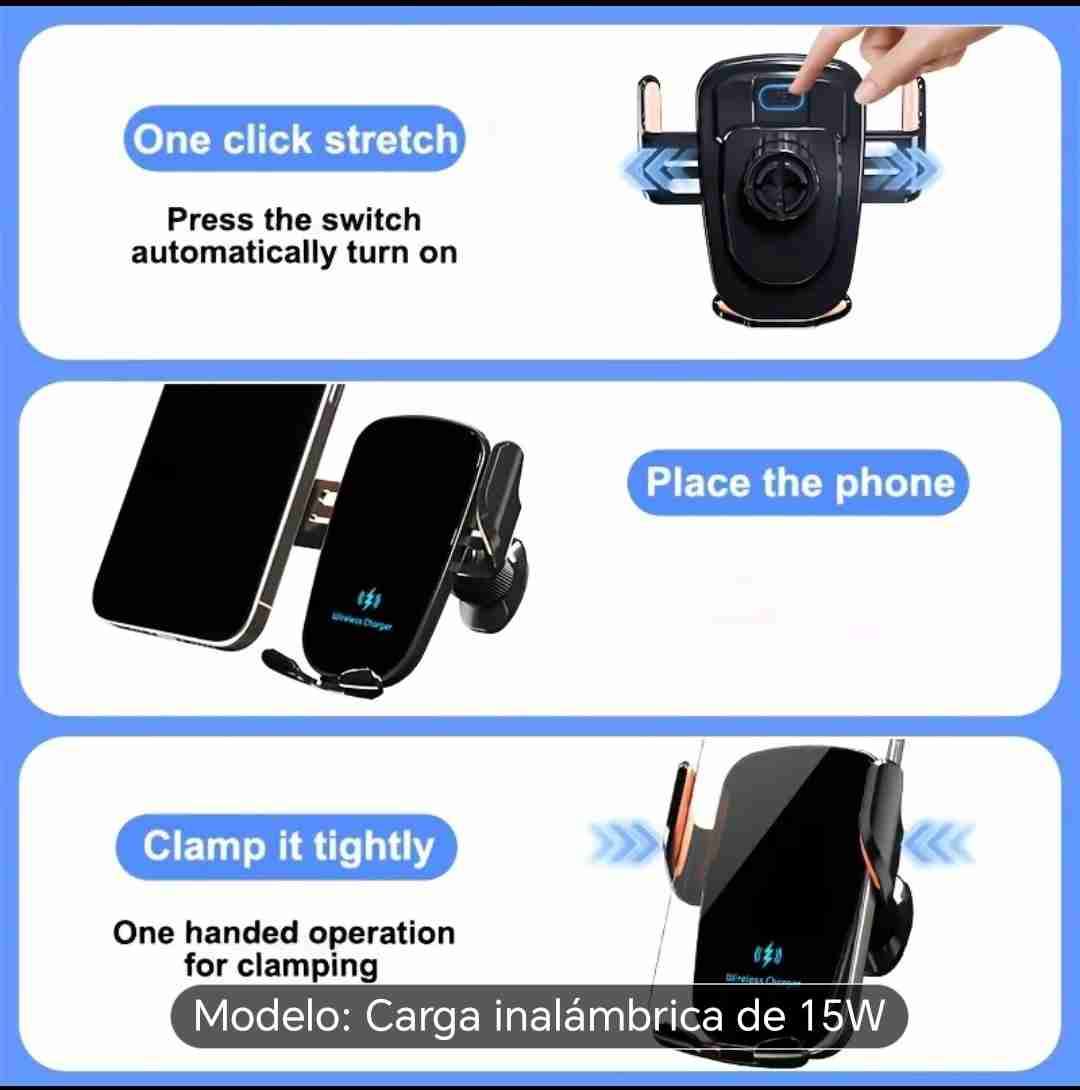 Soporte + Cargador Inalámbrico para Auto D9 (Siste - miniatura 2